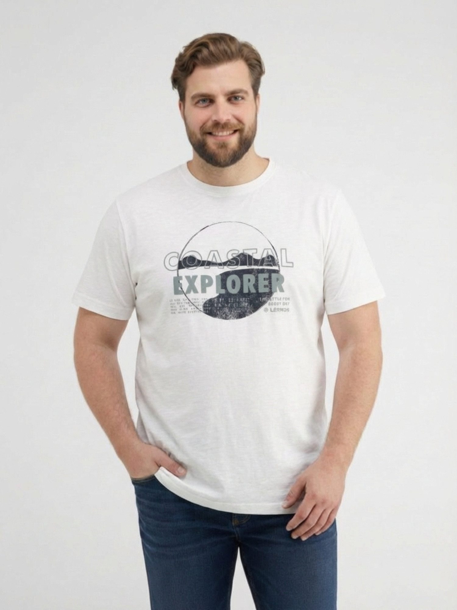 LERROS T-Shirt T-Shirt mit O-Neck in großen Größen