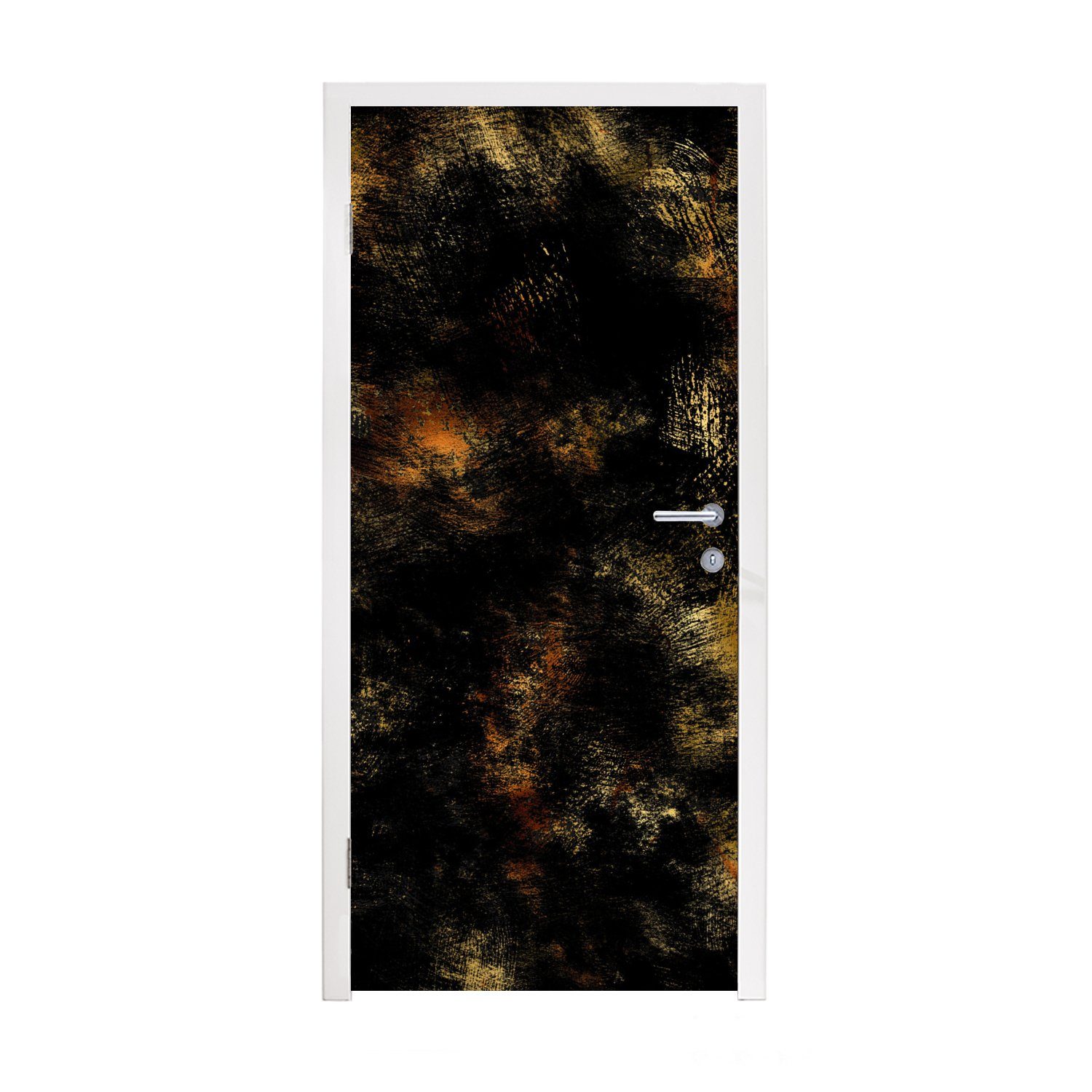 MuchoWow Türtapete Gold - Farbe - Abstrakt - Schwarz, Matt, bedruckt, (1 St), Fototapete für Tür, Türaufkleber, 75x205 cm