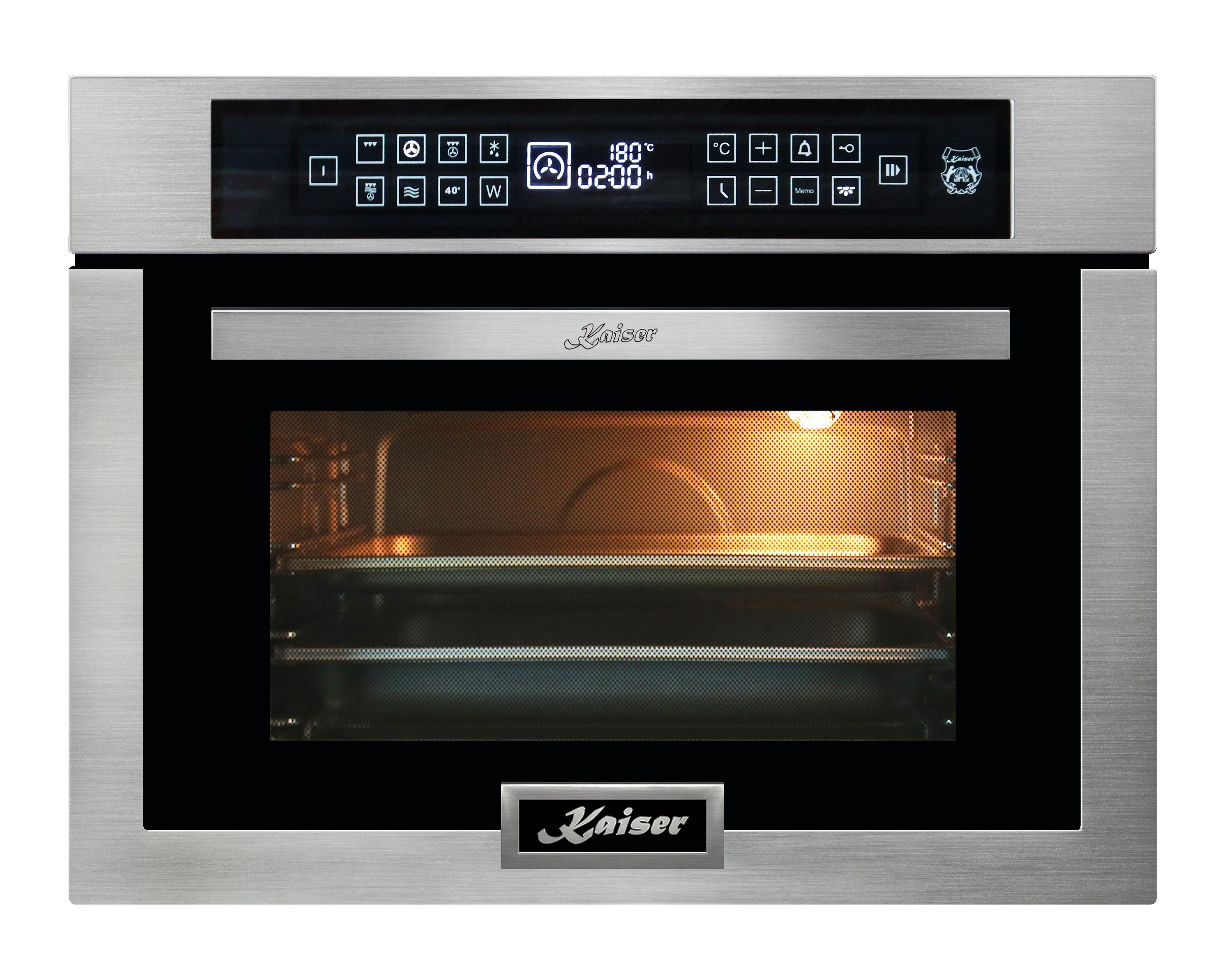 Kaiser Küchengeräte Backofen-Set Einbaubackofen,Edelstahl,86L 15 Fkt.+ Mikrowellen-Backofen, 45 cm+Einbau Induktionskochfeld 60 cm+Dunstabzugshaube 60cm 1250m³/h Edelstahl EH 6306 N R+EH 6307 R+KCT 6140 FI+AT 6455, mit 1-fach-Teleskopauszug