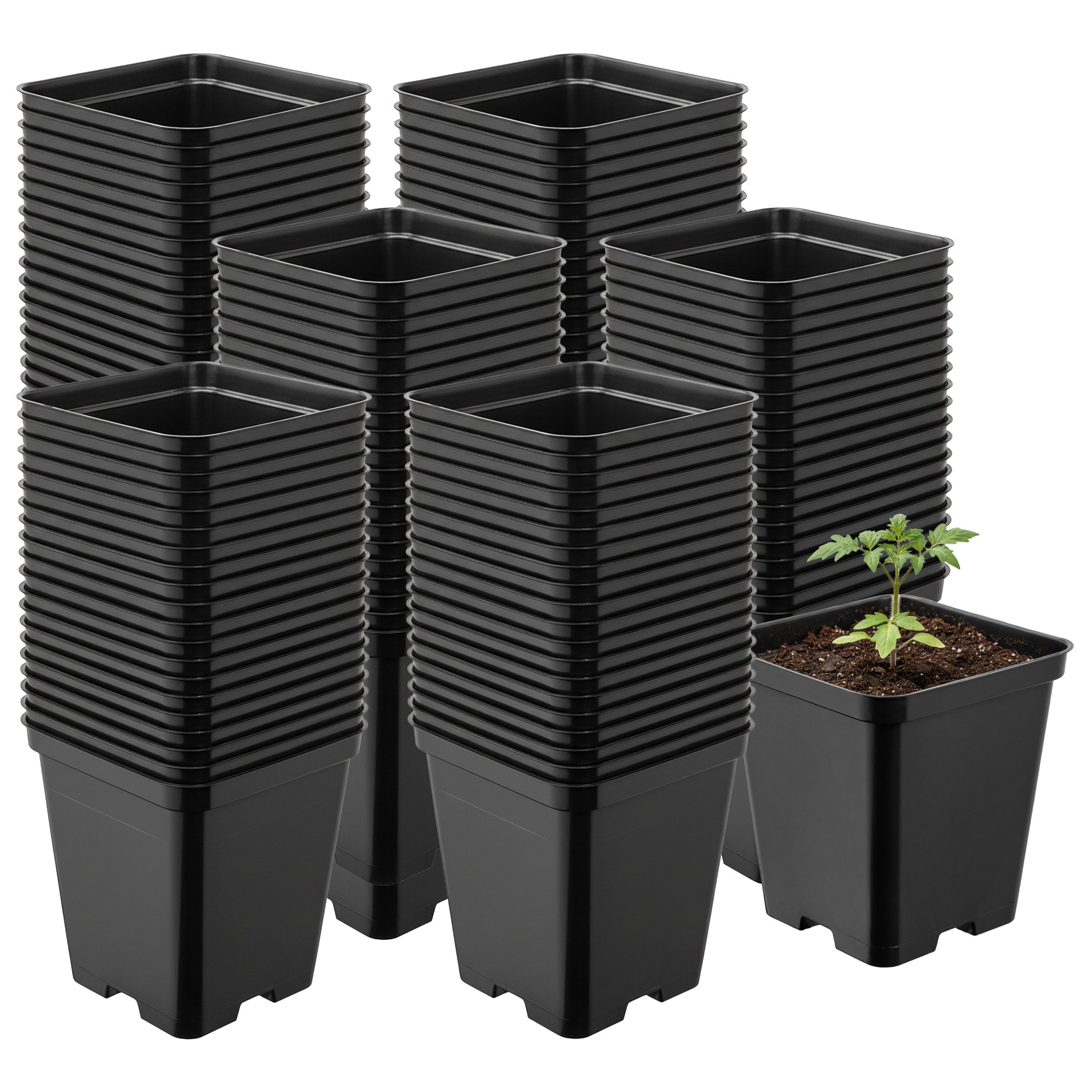 Garronda Blumentopf Kunststoff eckig mit Drainagelöchern Blumentopf für Garten GD-0199 (100 St., 100er Set)
