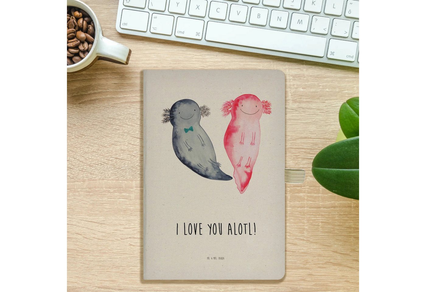 Thumbnail - Mr. & Mrs. Panda Notizbuch Axolotl Liebe - Transparent - Geschenk, Valentinstag, für Ehemann, Sc Mr. & Mrs. Panda, Hochw...