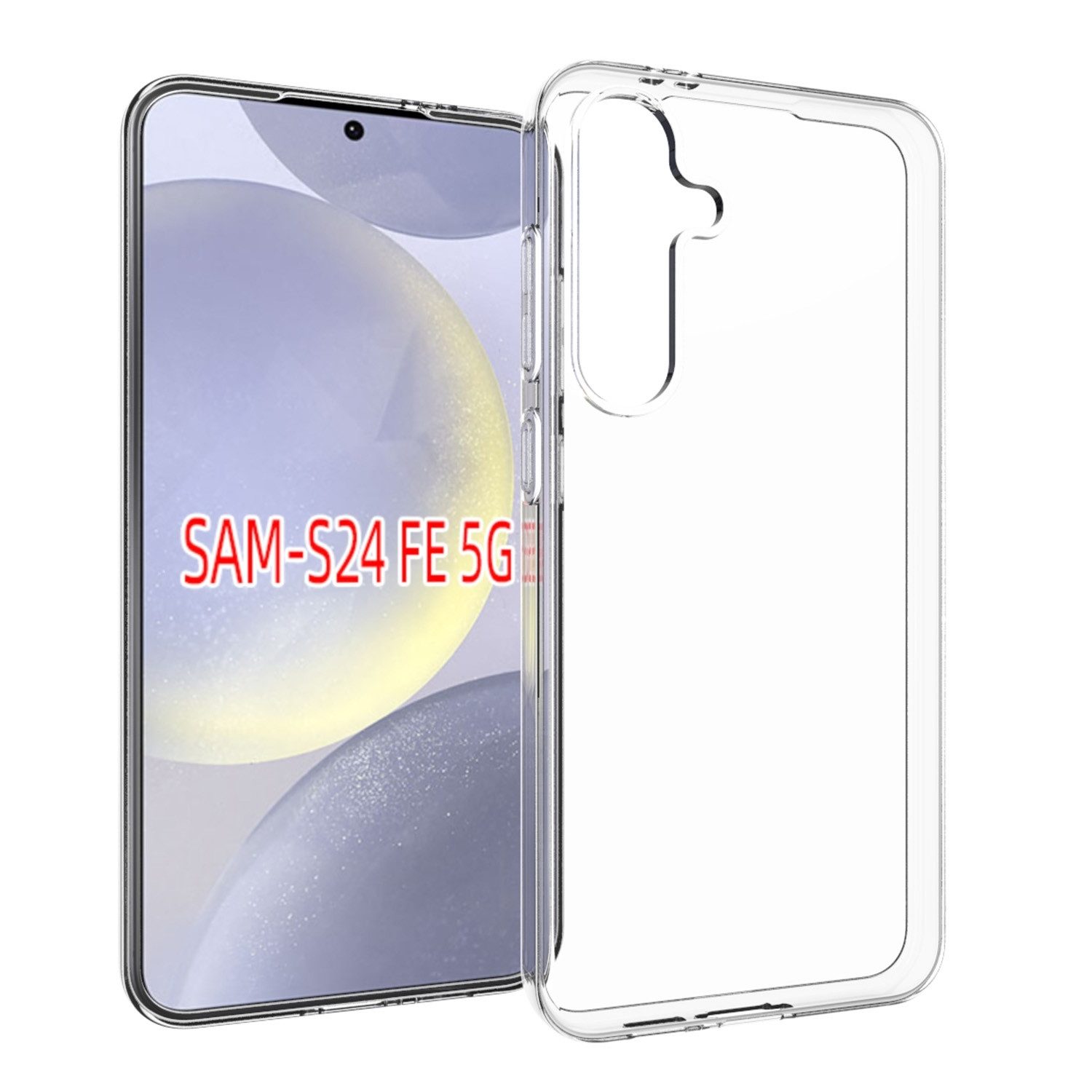 Wigento Handyhülle Für Samsung Galaxy S24 FE Silikon TPU Schutz Handy Hülle Transparent, Stoßfeste TPU Hülle mit rutschfestem Design