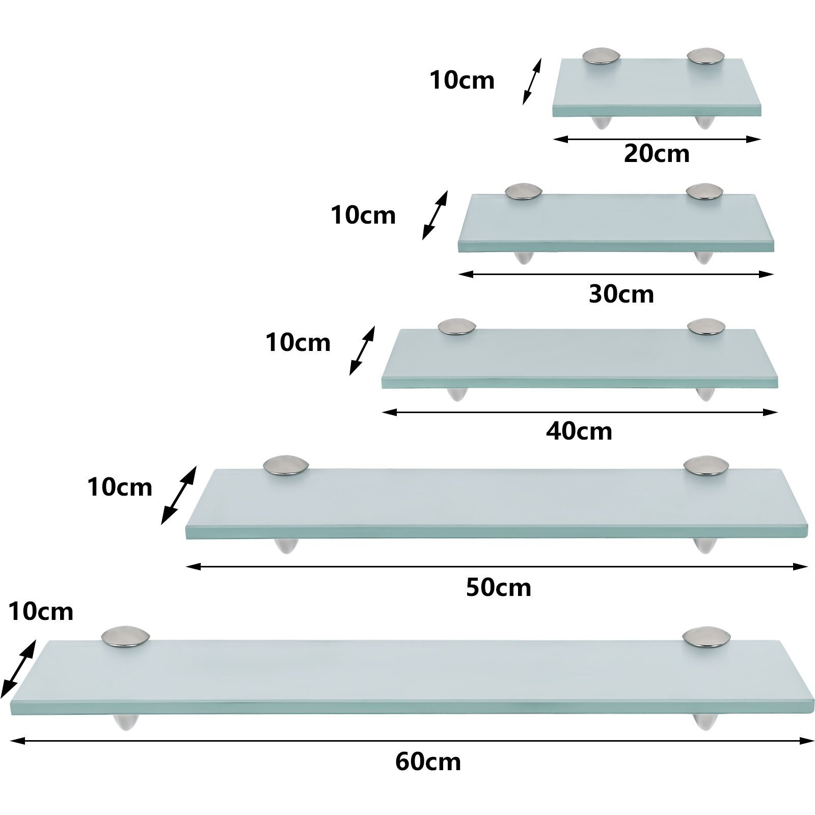 Clanmacy Wandregal Glasregal mit Halterung 20-60cm Glasboden Milchglas Glas günstig online kaufen