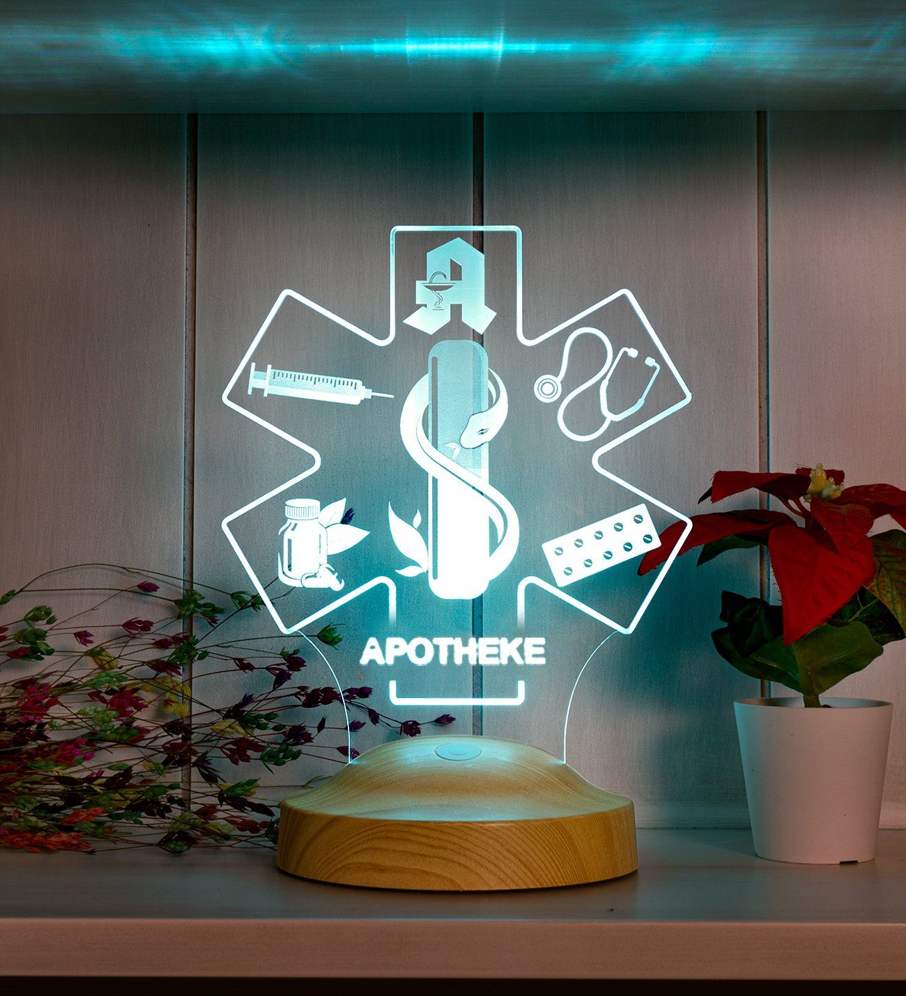 Top-Qualität Geschenkelampe LED Nachttischlampe fest Leuchte 3D integriert, Berufseinstieg für Geschenk Geschenk, Bürolicht Apothekerin, Apotheker Abschluß 7 Farben