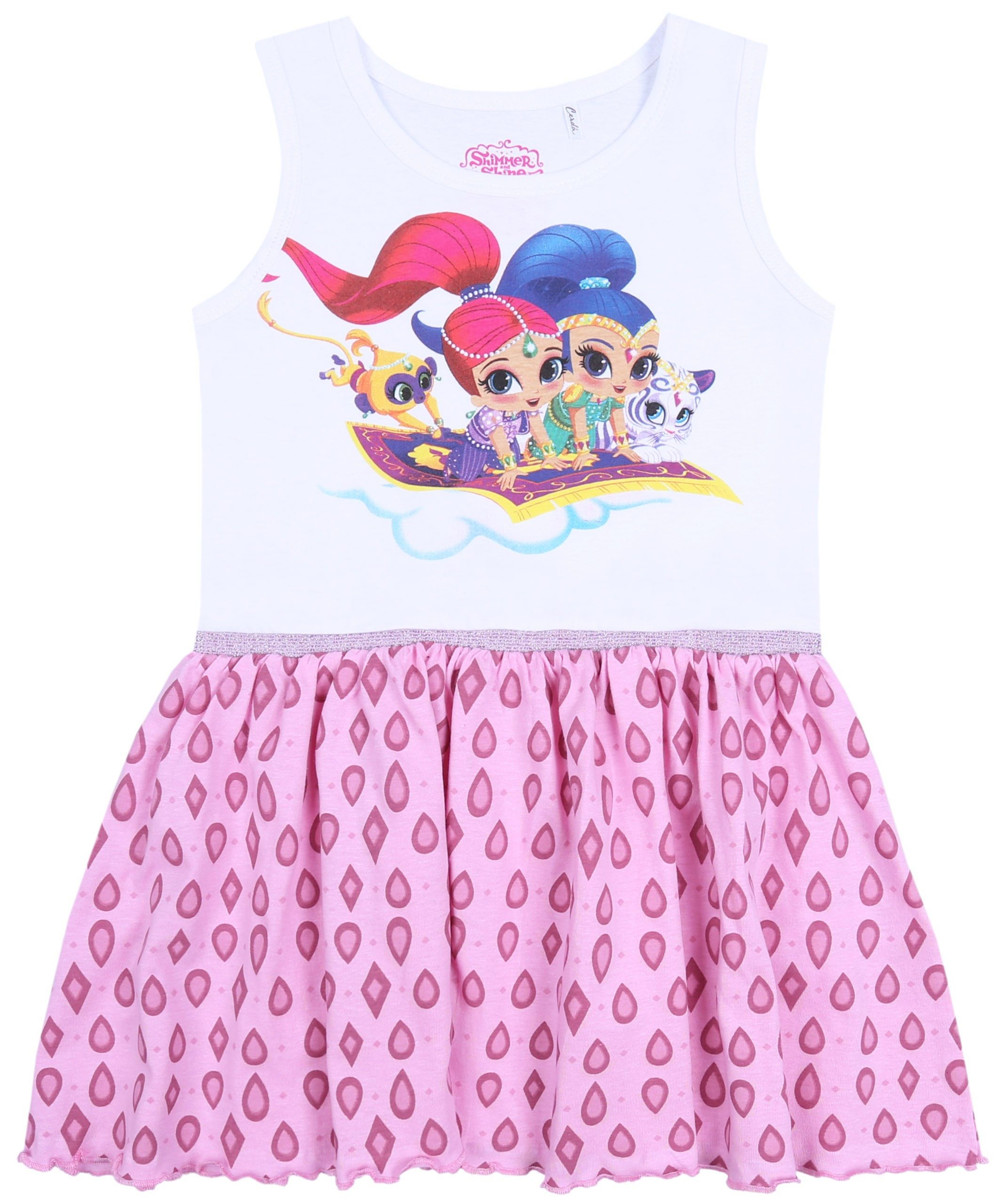 Shimmer & Shine Sommerkleid Weiß-pinkes Kleid mit Aufdruck Shimmer & Shine 5-6 Jahre