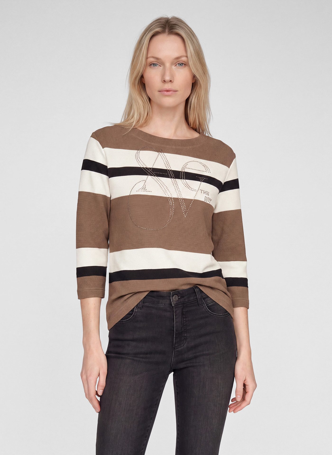Rabe 3/4-Arm-Shirt Strickpullover im Streifen-Design und mit Glitzer-Details
