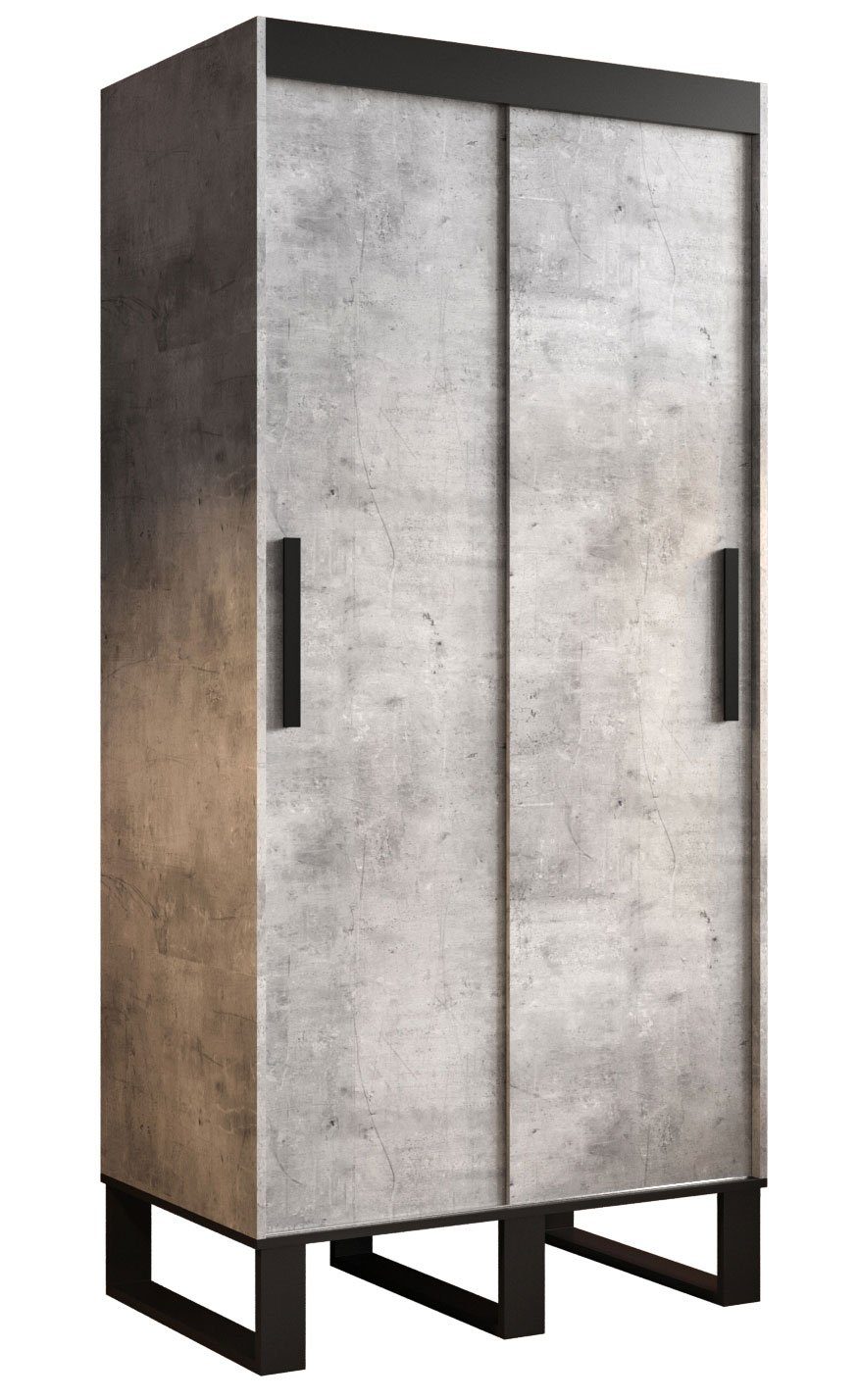 Feldmann-Wohnen Schiebetürenschrank Loft (Loft) Breite wählbar beton / schwarz