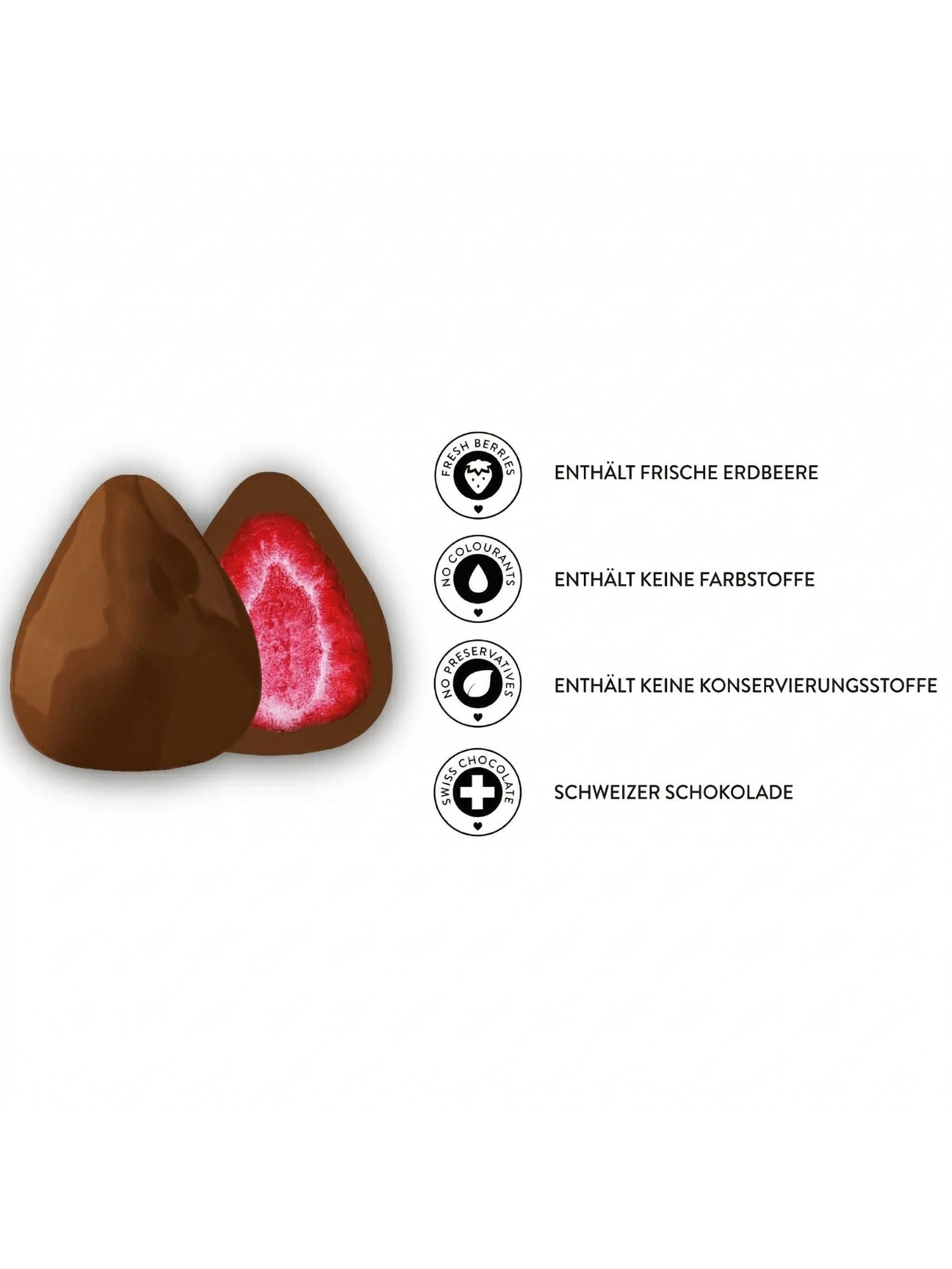 PATISLOVE Schokolade Patislove Gefriergetrocknete Erdbeeren in Zartbitterschokolade, 80g, Ohne künstliche Farbstoffe, 100% echte Frucht.