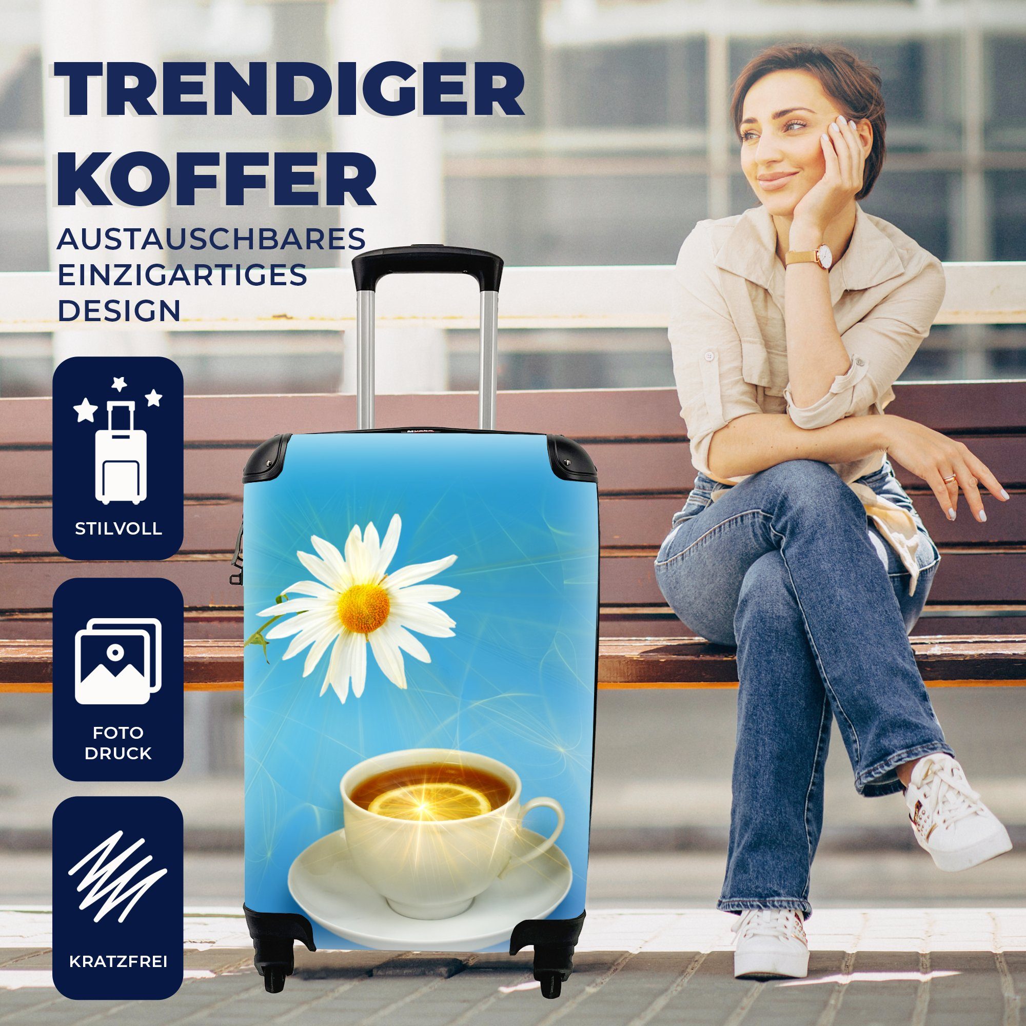 Handgepäck Handgepäckkoffer 4 mit Reisetasche rollen, für Zitronentee, Reisekoffer Rollen, MuchoWow Trolley, Ferien,