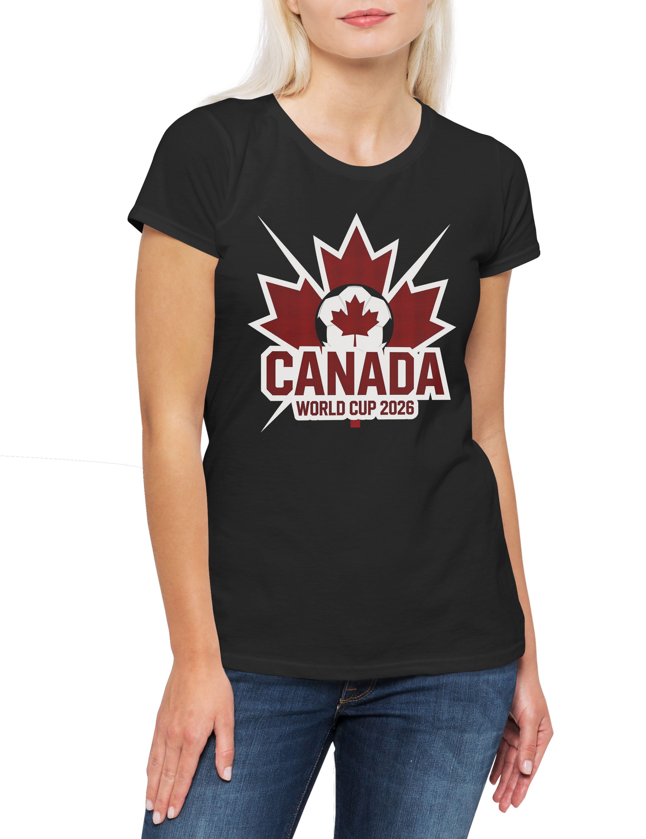 Urban Backwoods Print-Shirt Team Canada 2 Damen T-Shirt Kanada Maple Leaf True North Ottawa Canuck (1-tlg) Montréal Fußball WM Soccer