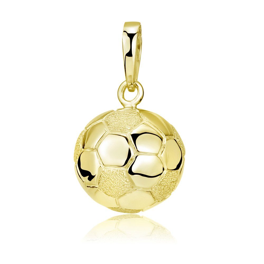 Materia Runder Anhänger Fußball 3D Ball Sport Gelbgold KA-461, Sterlingsilber, vergoldet