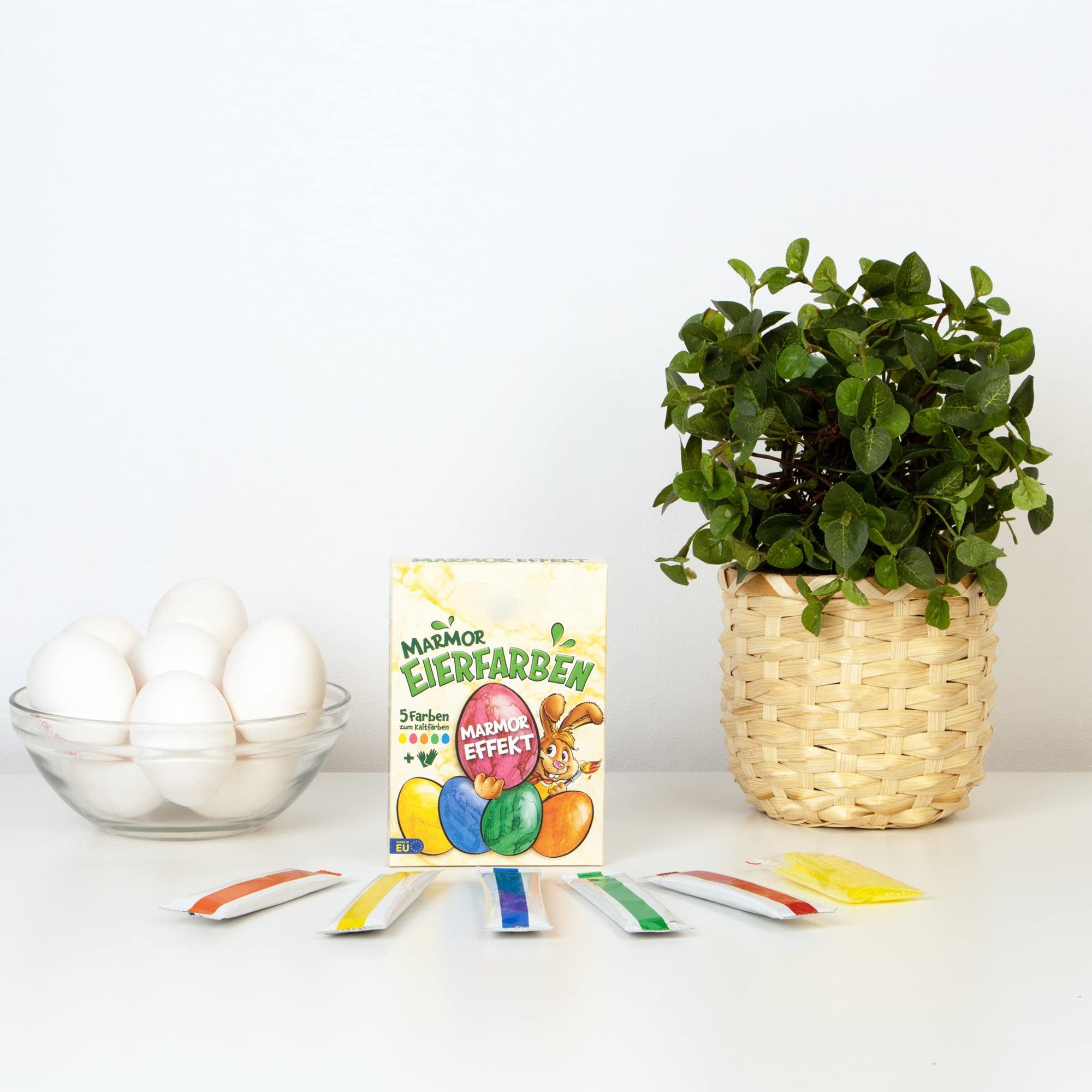 com-four Eierfarbe Eierfarben Marmoreffekt, flüssige Eierfarben für weiße und braune Eier