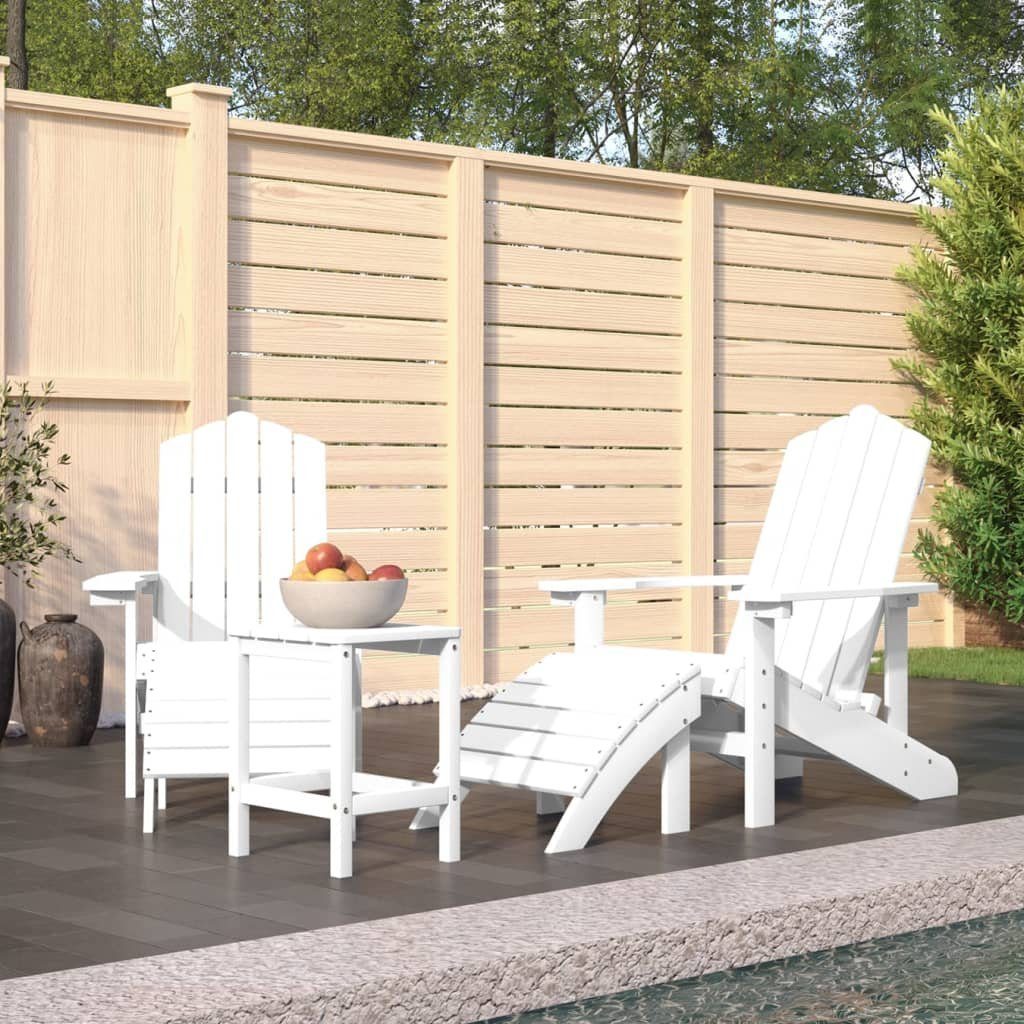 furnicato Gartenstuhl Adirondack-Gartenstühle mit Hocker & Tisch HDPE Weiß