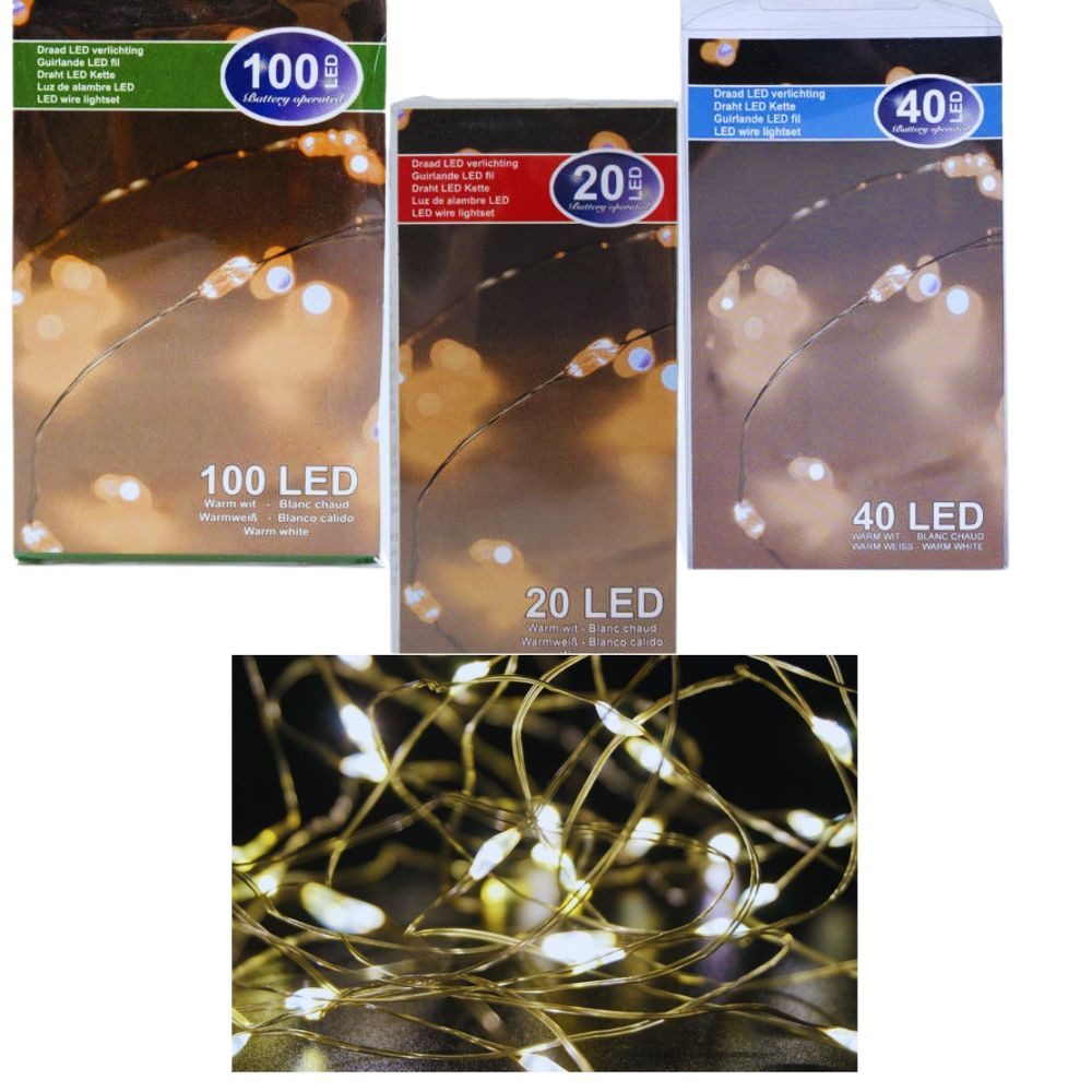 ZD Trading Haushaltshobel 40er LED Lichterkette Draht warmweiss biegsam Leuchtdraht Micro