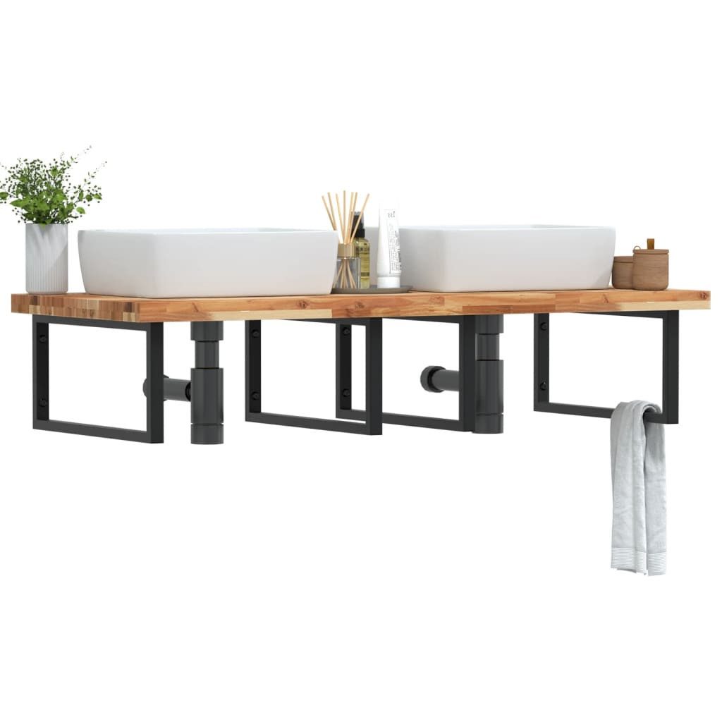 vidaXL Badezimmerspiegelschrank Waschbeckenregal Wandmontage Stahl und nholz (1-St)