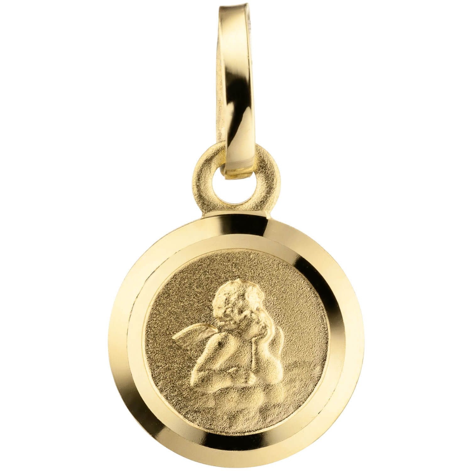 Kettenanhänger Kleiner Anhänger Schutzengel Gott schütze Dich 333 Gold rund