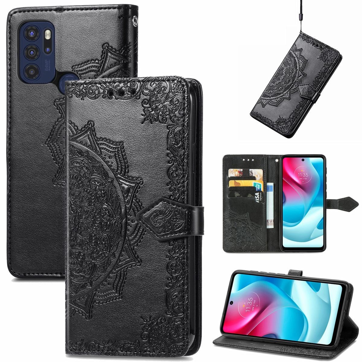 König Design Handyhülle Motorola Moto G60S, Schutzhülle Schutztasche Case Cover Etuis Wallet Klapptasche Bookstyle