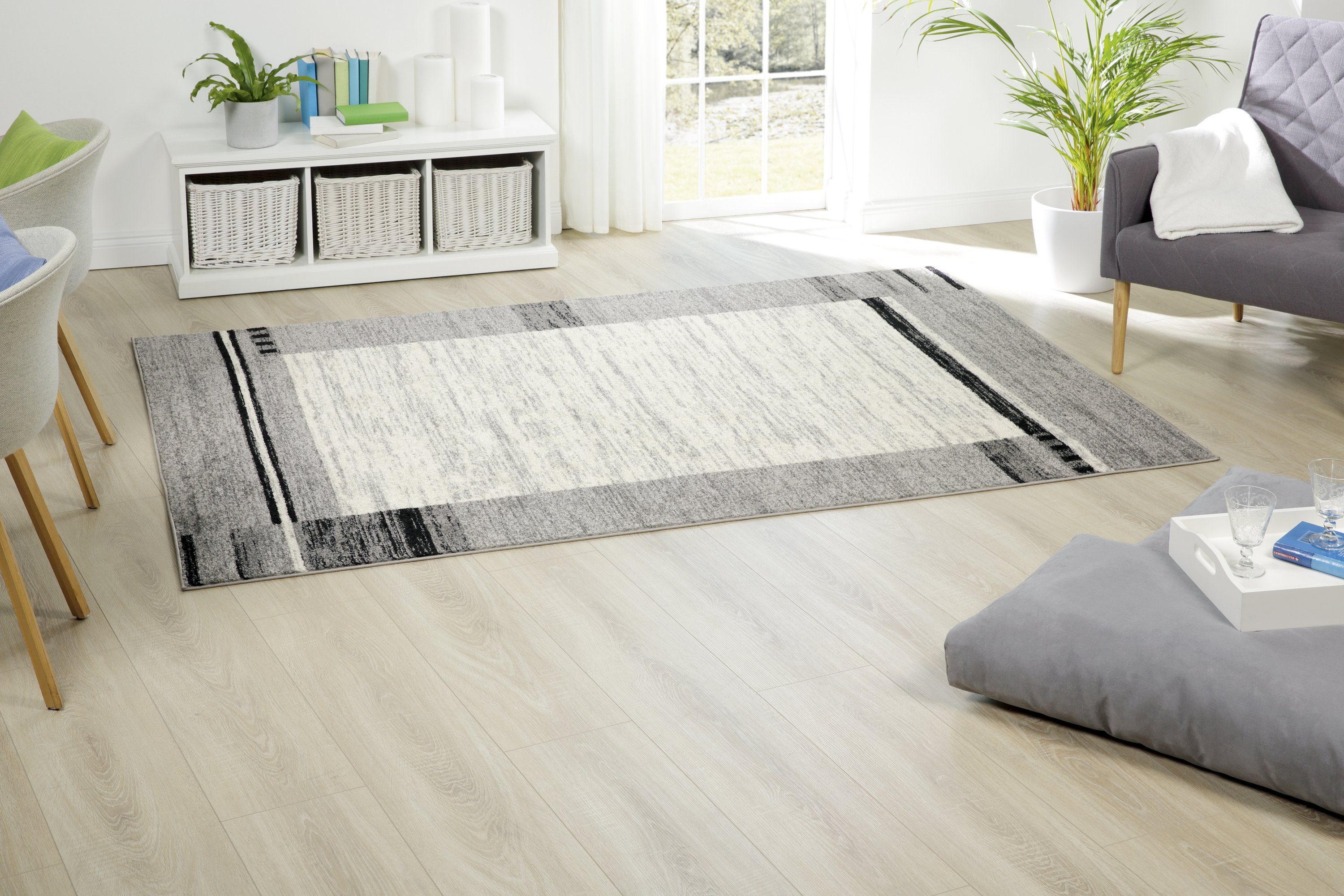 Peyer Syntex Designteppich 1 Brücke Cleo Bordüre Fb.silbergrau 80/150 cm, rechteckig