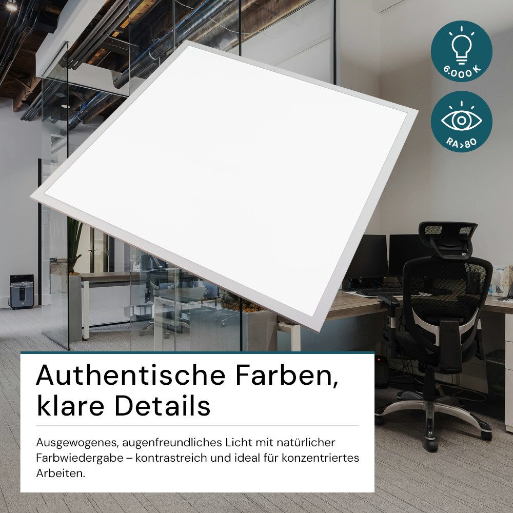 LUXULA LED Rasterleuchte 2er LED Pack Panel, 62x62 cm, 36W, 3600lm, 6000K, LED fest integriert, Kaltweiß
