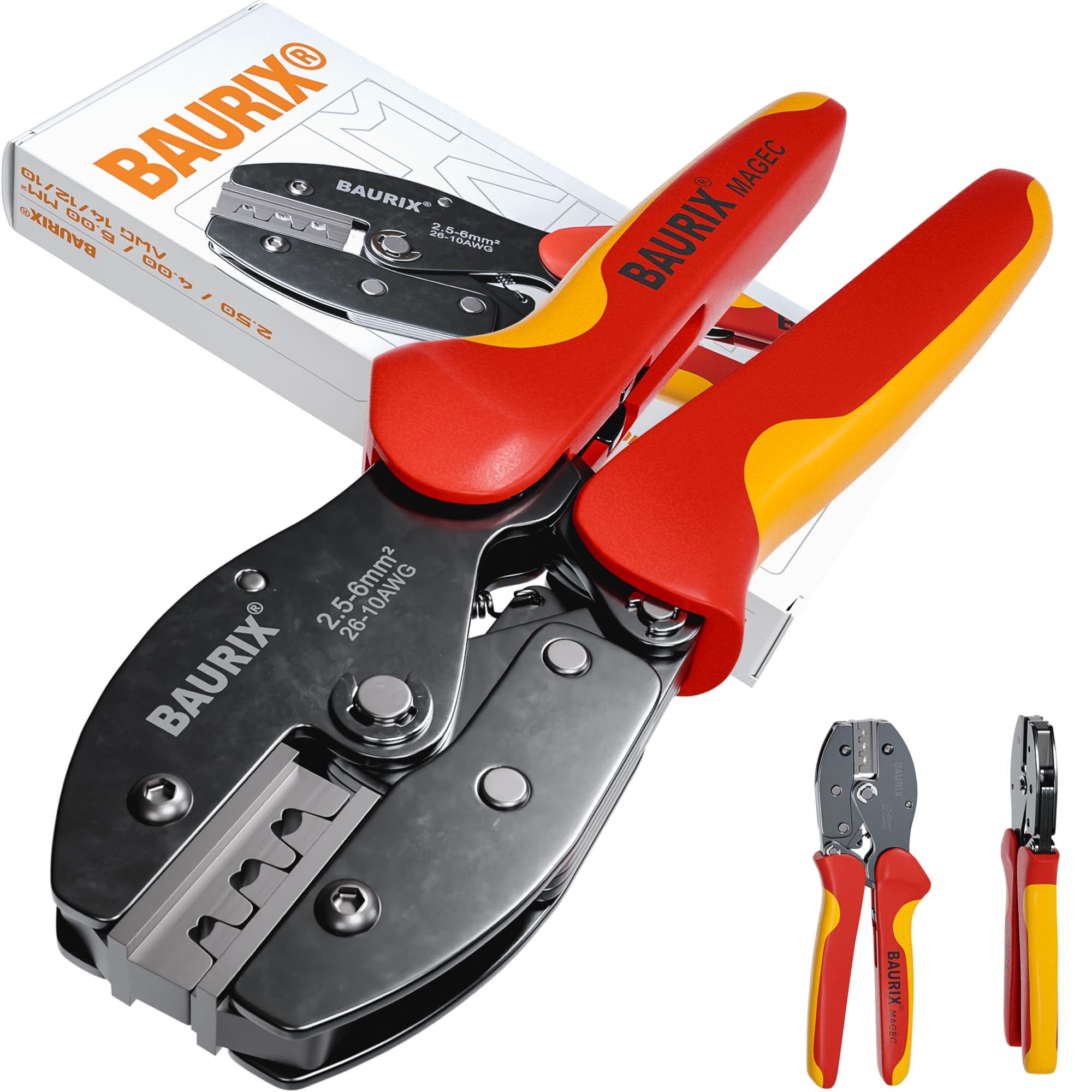 BAURIX Crimpzange 2,5-6mm² I Solar Crimpzange für MC4 PV Kabel, Solarstecker MC4, Solar Kabel, PV Solar Stecker, Y Stecker, MC4 Werkzeug, Crimpzangen, MC4 Zange