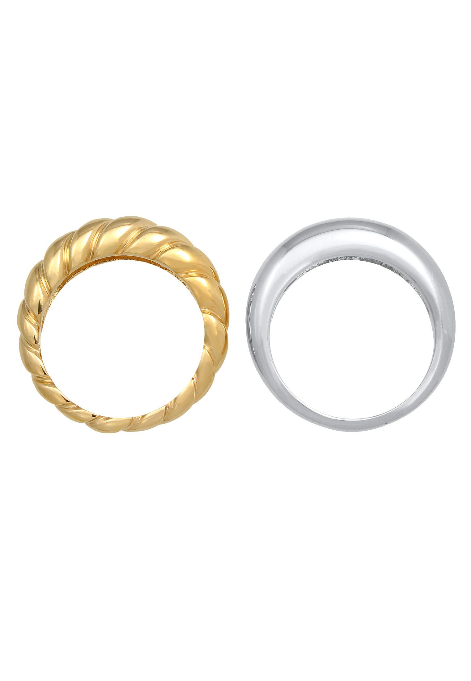 Bunt Premium (2 Twisted Ring-Set Silber, Gedreht Set Bandring tlg) 925 Elli Classic