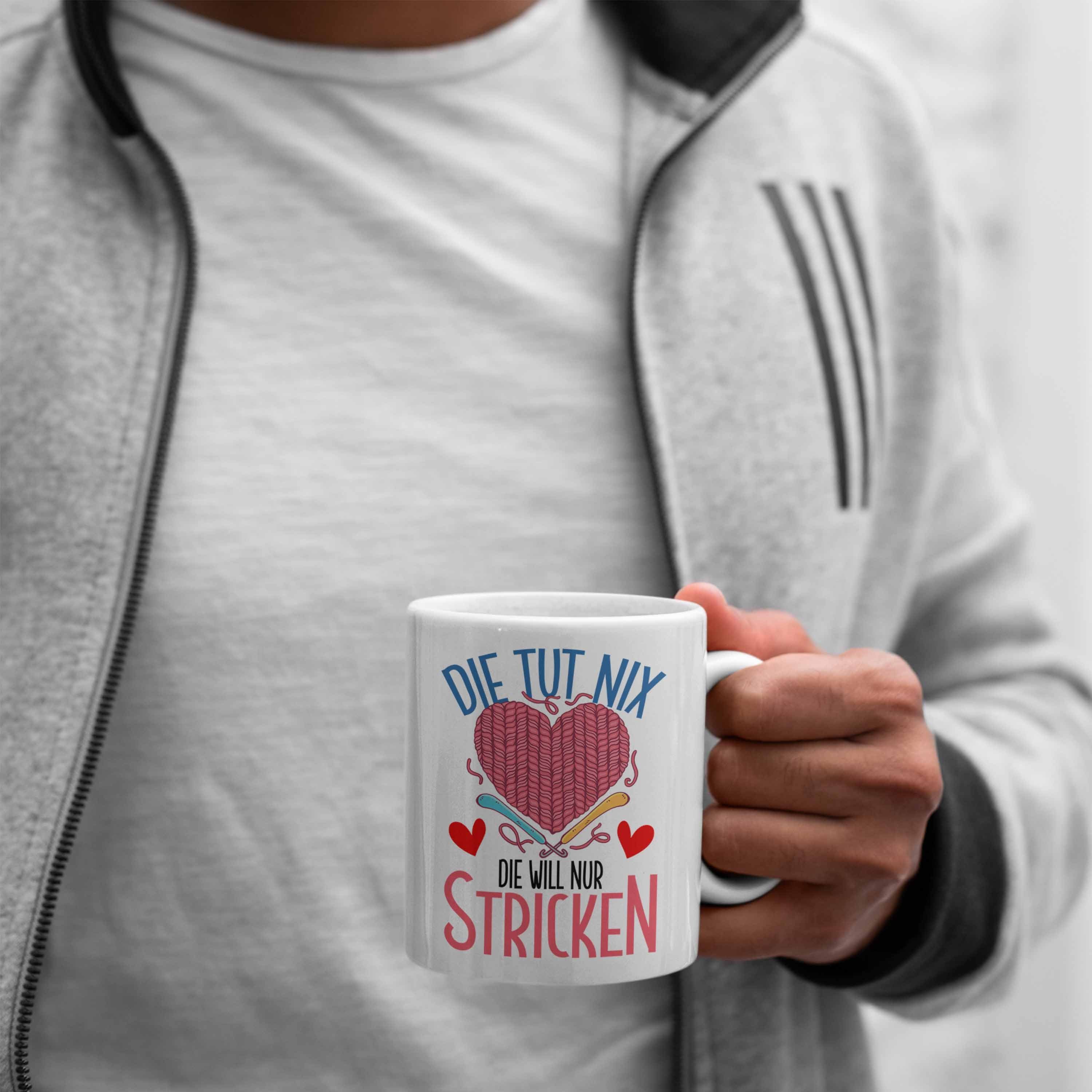 Tasse Weiss Oma Rentnerin Lustige Tasse Stricken Geschenk Trendation Häckeln für