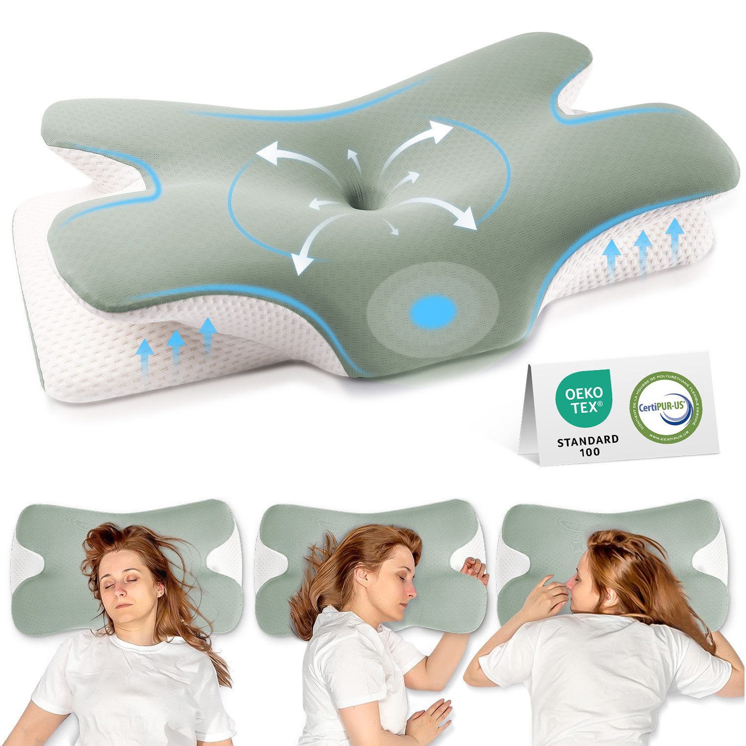 Simloveve Kopfkissen Nackenstützkissen,Schlafkissen,Nackenkissen,Seitenschläferkissen, Füllung: Kopfkissen aus Memory Foam, Bezug: kühlendes Kopfkissen, atmungsaktiv und weich, Kissen für Seiten Rücken & Bauchschläfer, OEKO-TEX® & CertiPUR-US Zertifiziert