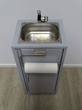 SRM Design Waschbecken Mobiles Waschbecken Spülbecken Handwaschbecken Grau Küchenrollenhalter