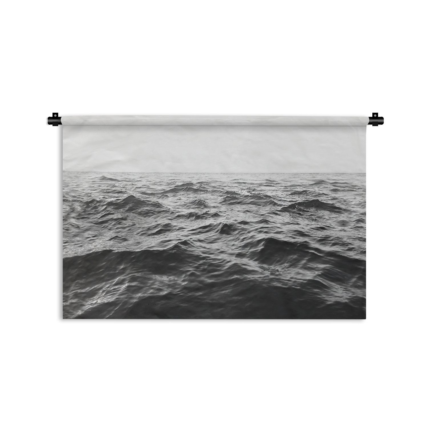 MuchoWow Wanddekoobjekt Meer - Wasser - Natur - Schwarz und weiß, Wanddeko für Wohnzimmer, Schlafzimmer, Kleid, Wandbehang, Kinderzimmer