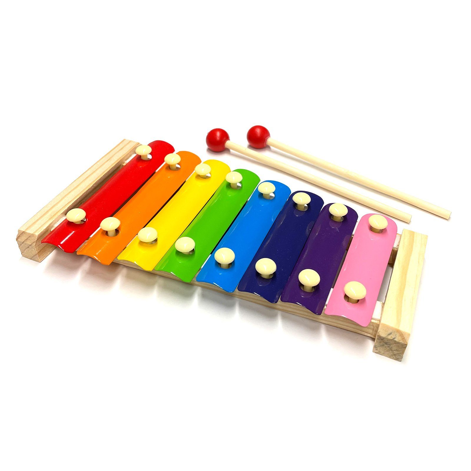 HAC24 Spielzeug-Musikinstrument Kinder Glockenspiel Xylophon Musikinstrument Metallophon, (1 tlg), mit 2 Schlägel 8 Farbigen Platten