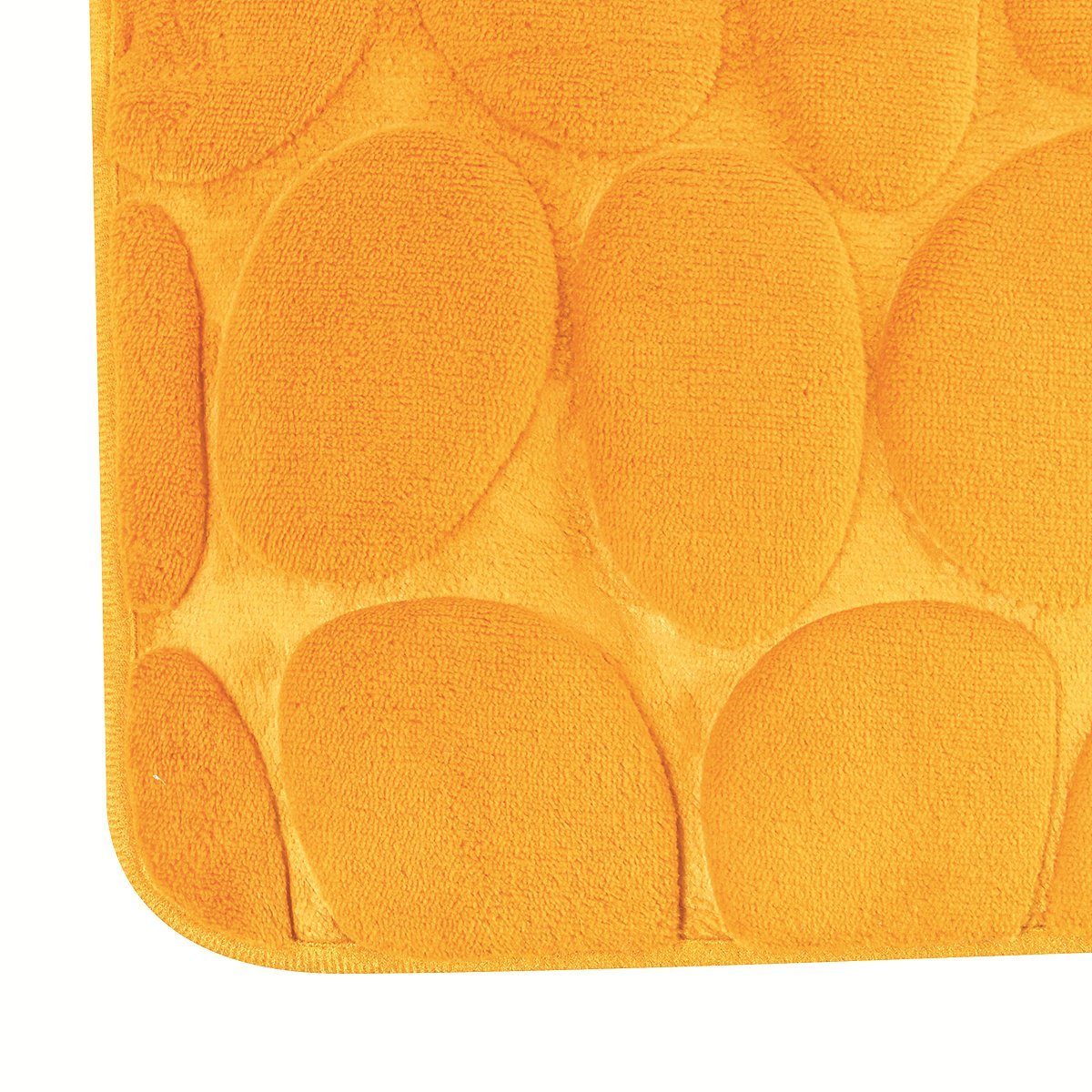 Badematte KIESELSTEIN, rutschhemmende Beschichtung, für Fußbodenheizung geeignet, strapazierfähig, waschbar, schnelltrocknend, Microfaser, PVC, aus super-weicher Microfaser, in 2 Größen und vielen trendigen Farben erhältlich, 50 x 80 cm, safran