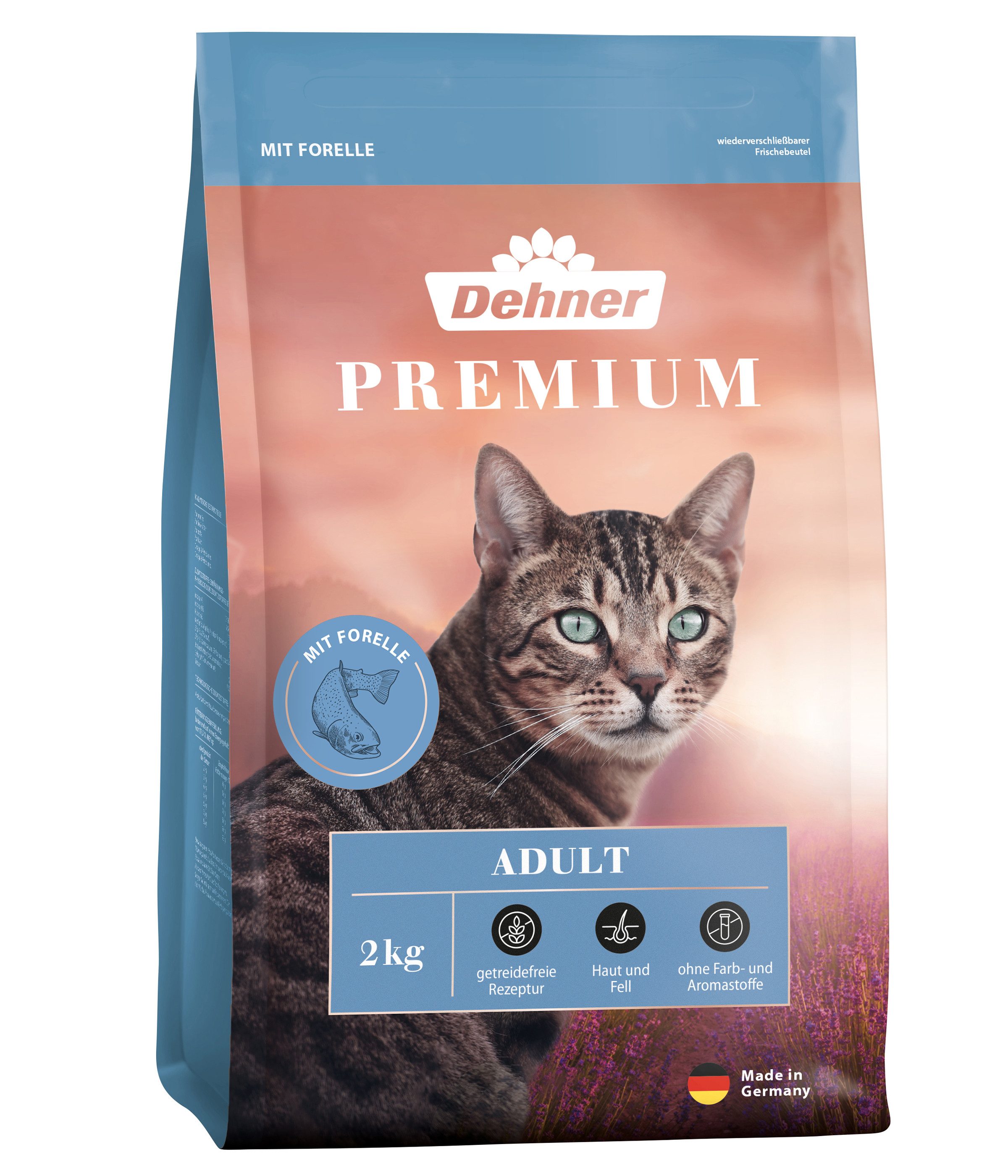 Dehner Trockenfutter, Adult, Forelle und Rind, 2 kg Forelle, Trockenfutter für: Katze