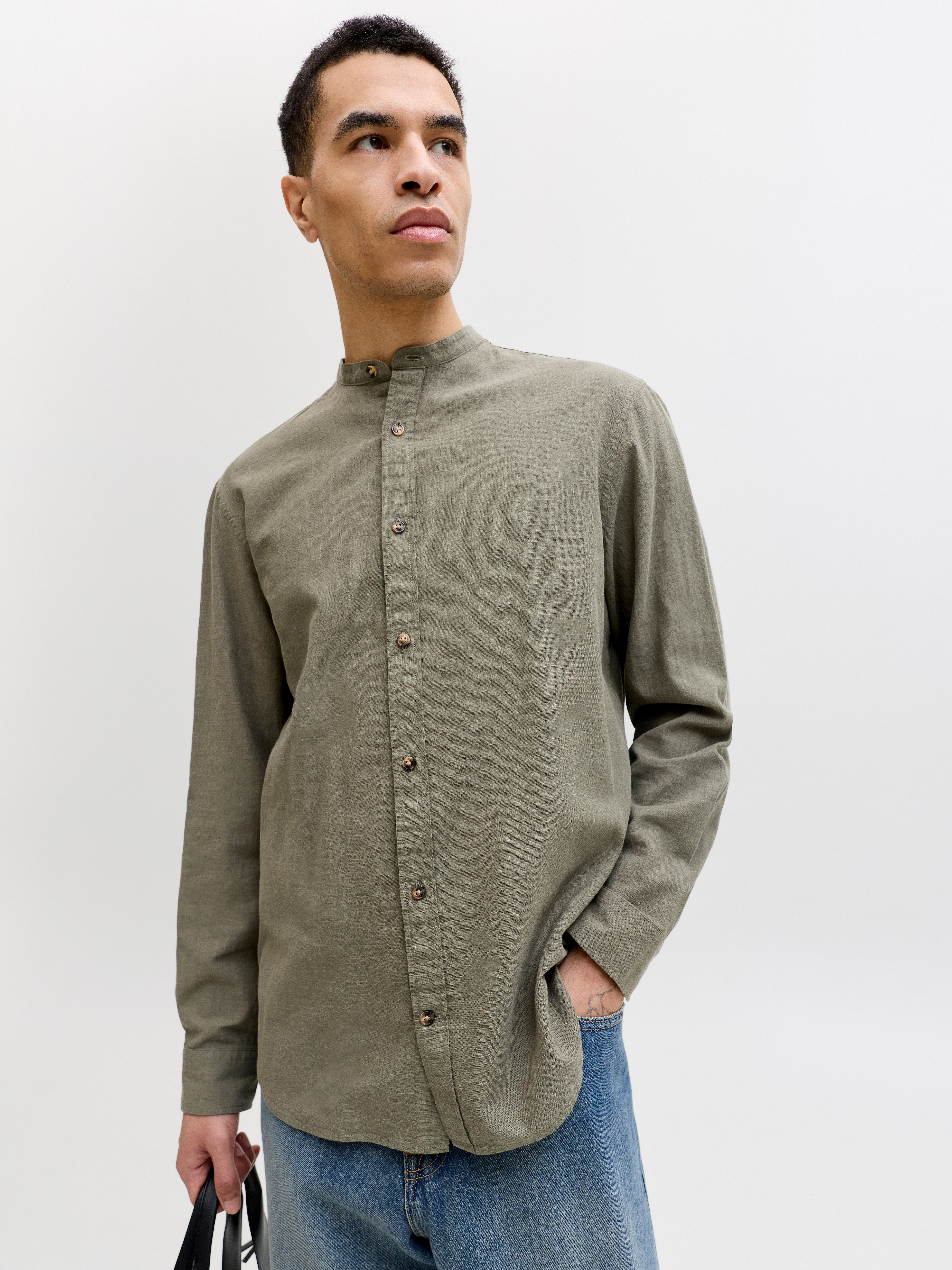 Jack & Jones Langarmhemd JJESUMMER LINEN BLEND BAND SHIRT L/S SN Baumwollmischung, regular fit – Bild 3 von 5
