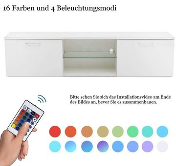 Mondeer Lowboard, TV-Schrank, LED-TV-Ständer, TV-Board, mit 16-Farben-LED-RGB-Leuchten