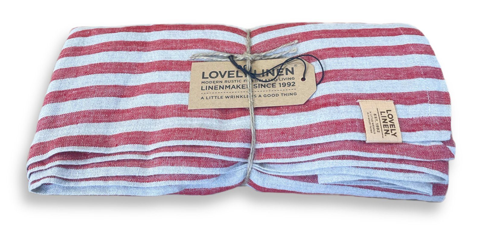 Lovely Linen Tischdecke Linen Misty Tischdecke Leinen edge real red 145x300cm (1 Stück), MISTY 145X300 EDGE REAL RED W:21 D:37 H:8