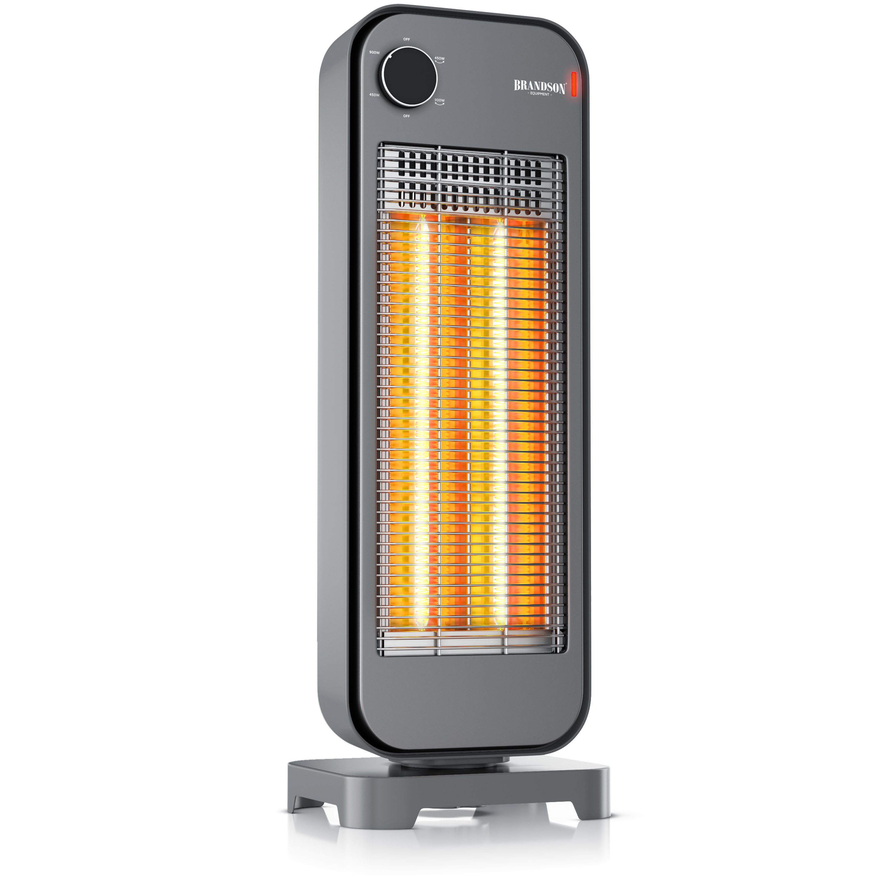 Brandson Infrarotstrahler Carbon Heizstrahler 900 W, 2 Heizstufen, 90° Oszillation, 900 W, 2 Carbon-Heizelemente, flüsterleise, Kippschutz, Standfuß