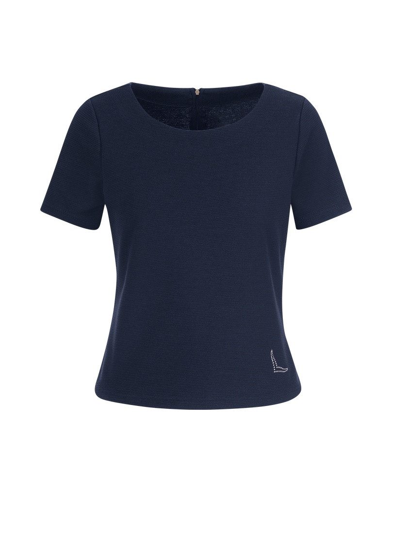 Trigema Sweatshirt TRIGEMA Shirt mit kurzen Ärmeln mit Kristallsteinen
