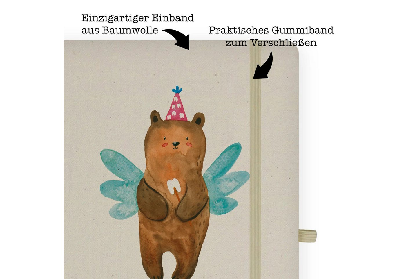 Thumbnail - Mr. & Mrs. Panda Notizbuch Bär Zahnfee - Transparent - Geschenk, Erster Zahn, Umweltfreundliches Mr. & Mrs. Panda, Echte...