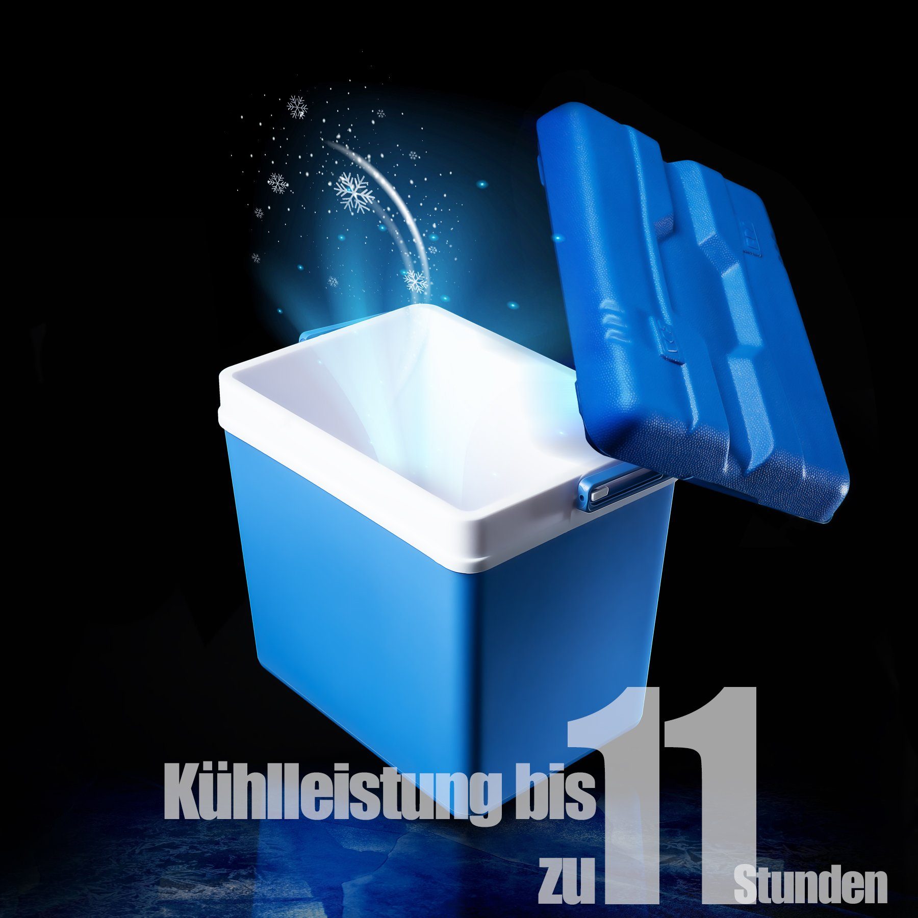 BigDean Thermobehälter Kühlbox 24 Liter blau/weiß - Isolierbox mit bis zu 11 Std. Kühlung, Kunststoff, (Packung, 1-tlg., Kühlbox), bis zu 14h kalt