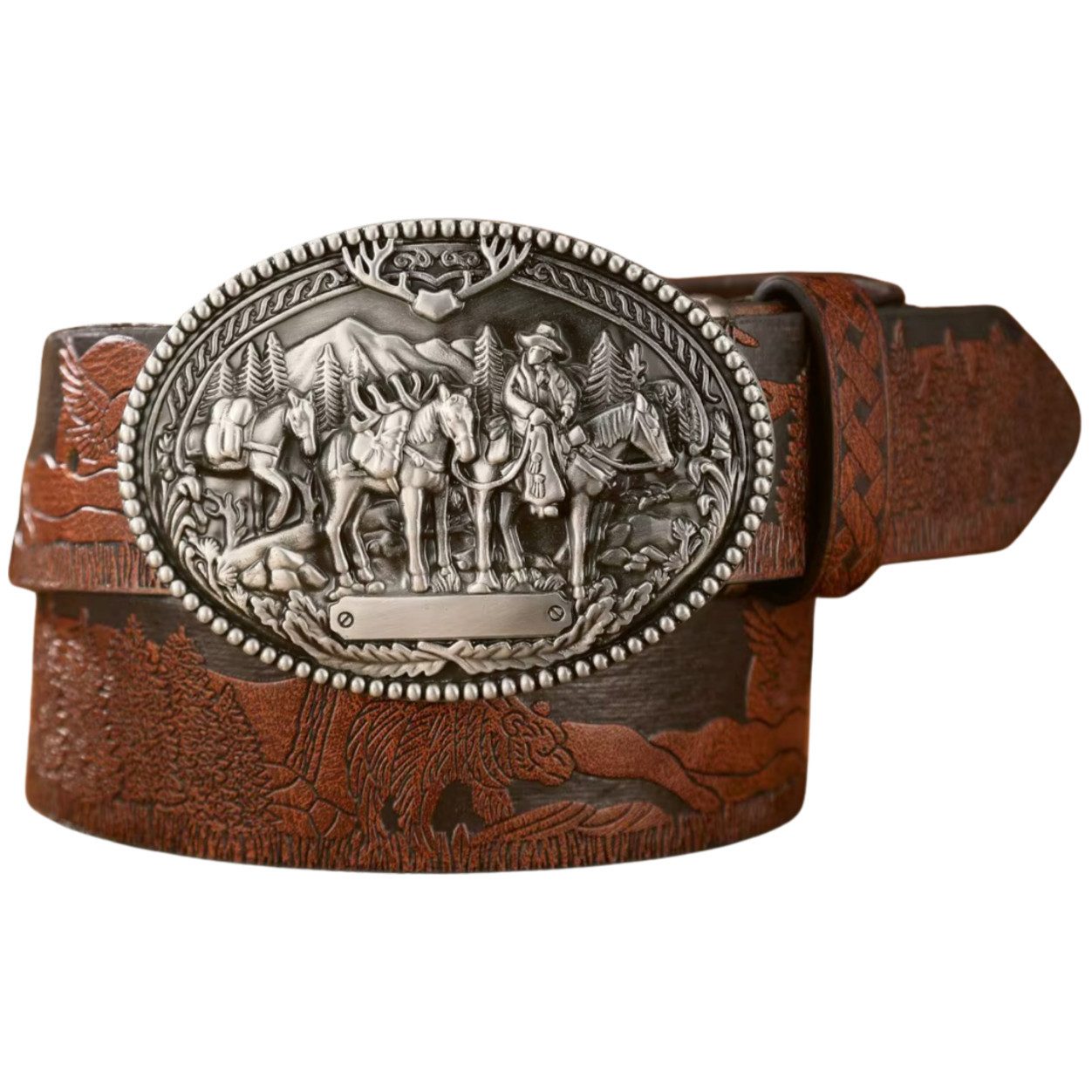 Ware aus aller Welt Koppelgürtel Rustikaler Western - Gürtel mit Cowboy Gürtelschnalle Wild West Buckle