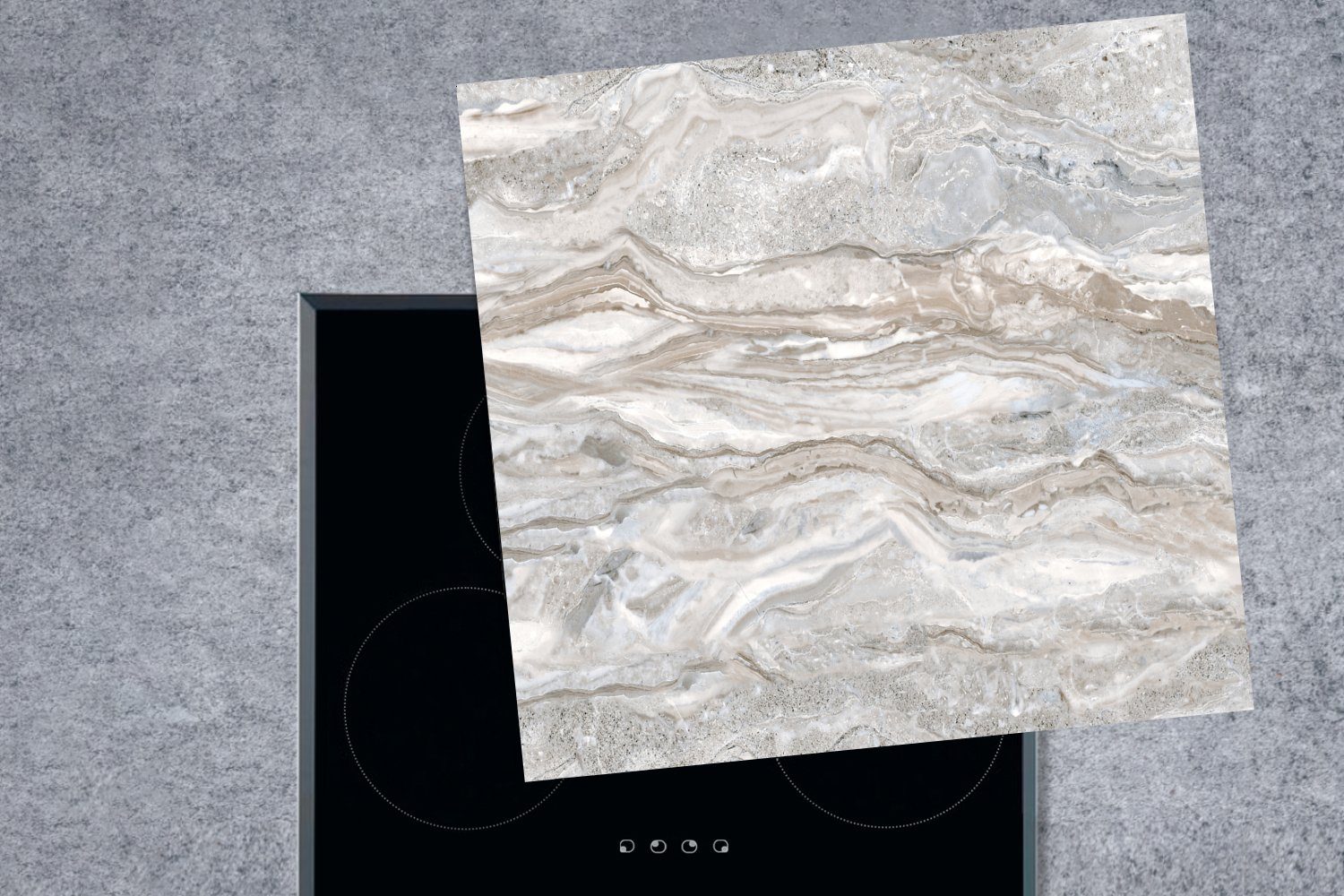 Ceranfeldabdeckung, Textur für küche MuchoWow cm, Grau, (1 - Vinyl, - 78x78 tlg), Arbeitsplatte Herdblende-/Abdeckplatte Marmor