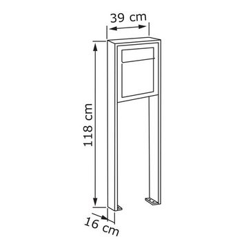 Bravios Briefkasten Standbriefkasten Base Grau Metallic