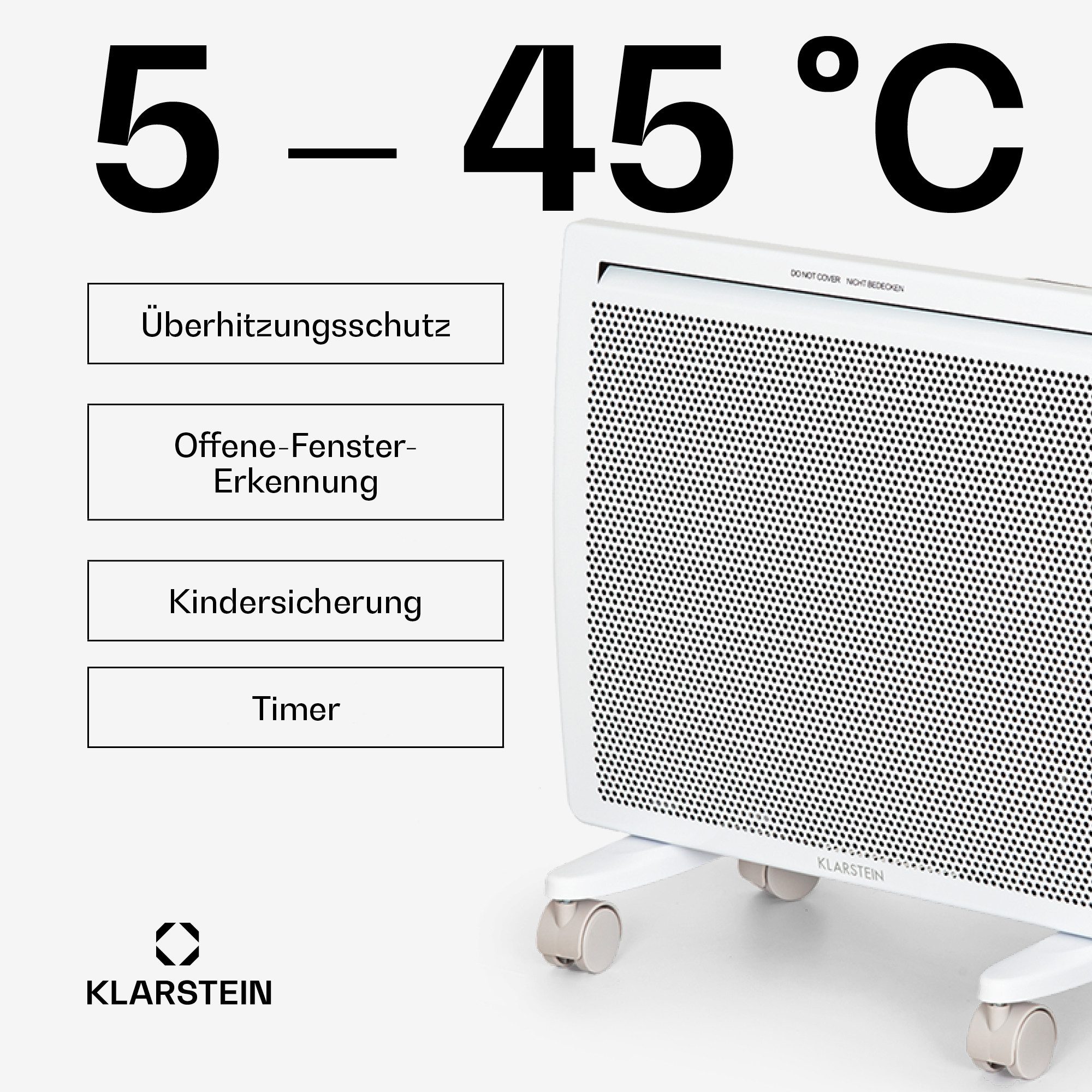 Klarstein Heizstrahler Hot Spot Slimcurve Double 2-in-1 Heizgerät, elektrische Konvektor Heizung Elektrokoheizung elektrischer Heizkörper – Bild 4 von 5