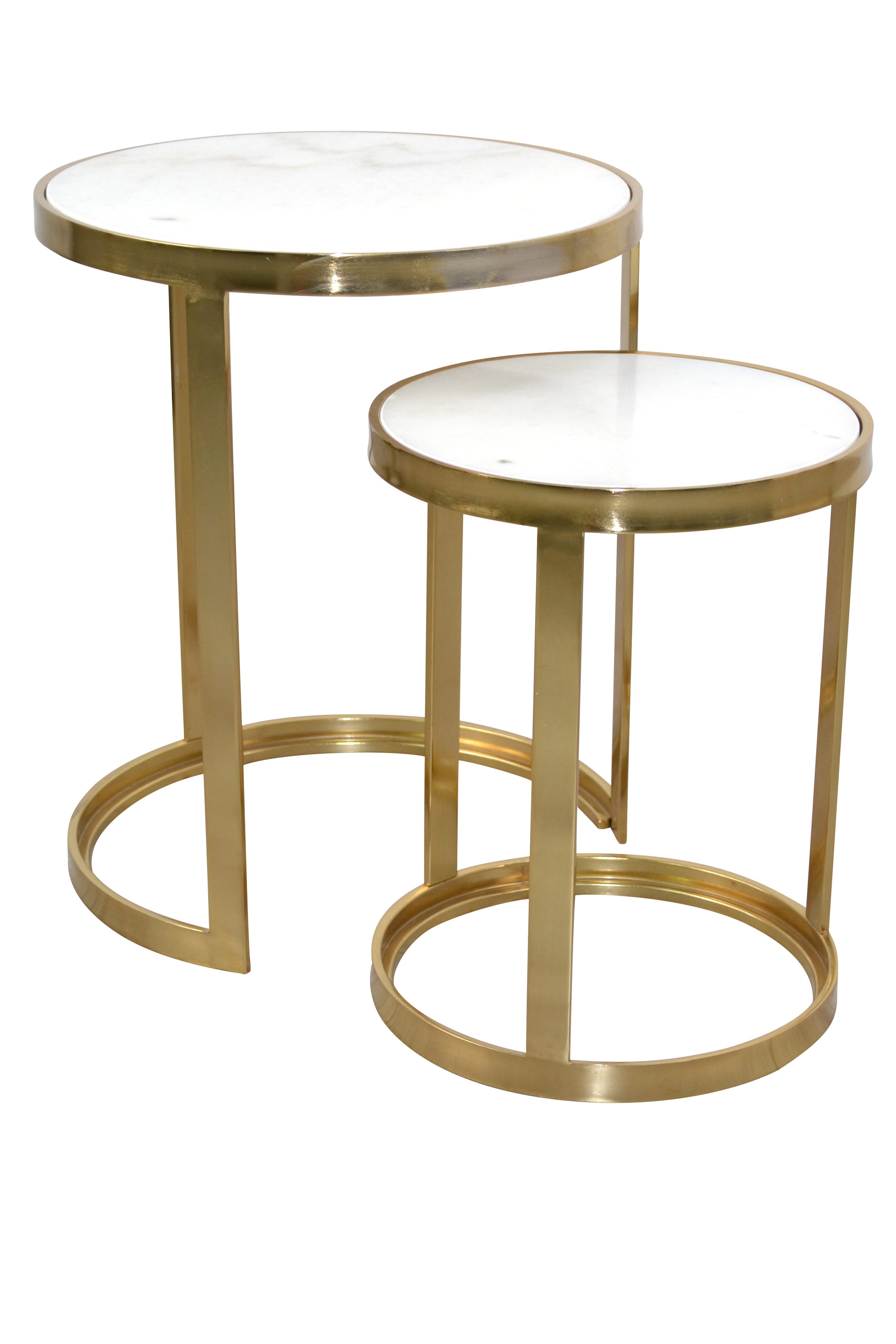 moebel-direkt-online Beistelltisch Tischset 2tlg. mit Mormorplatten (Set, 2er-Set), echt Marmorplatte