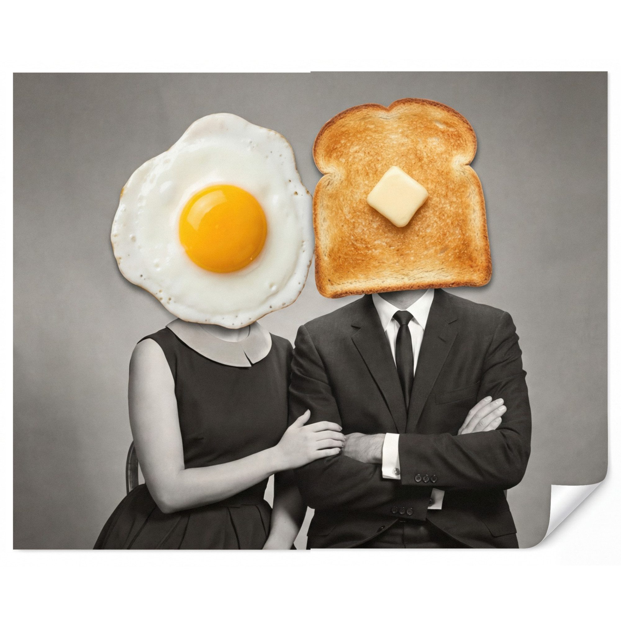 OnlyWow Fototapete Frühstück - Ehepaar - Ei - Brot, Matt, bedruckt, Wandtapete, Schlafzimmer, Vinyl Tapete 280x220cm