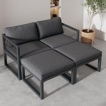 Tongtong Gartenlounge-Set Terrassenmöbel-Set verschiedene Kombinationen, verstellbar, Grau, (2 Sofas, 2 Fußhocker)