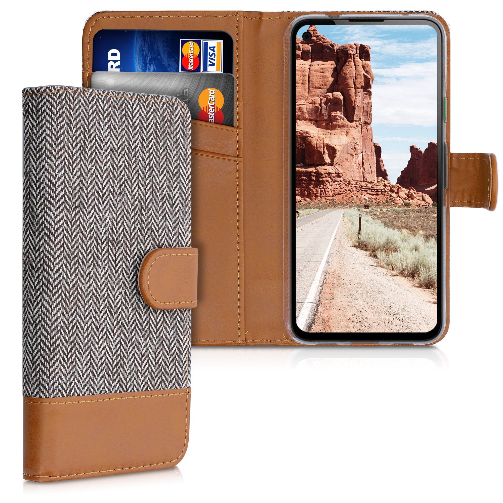 kwmobile Handyhülle Wallet Case für Google Pixel 4a, Hülle mit Ständer - Handyhülle Kartenfächer