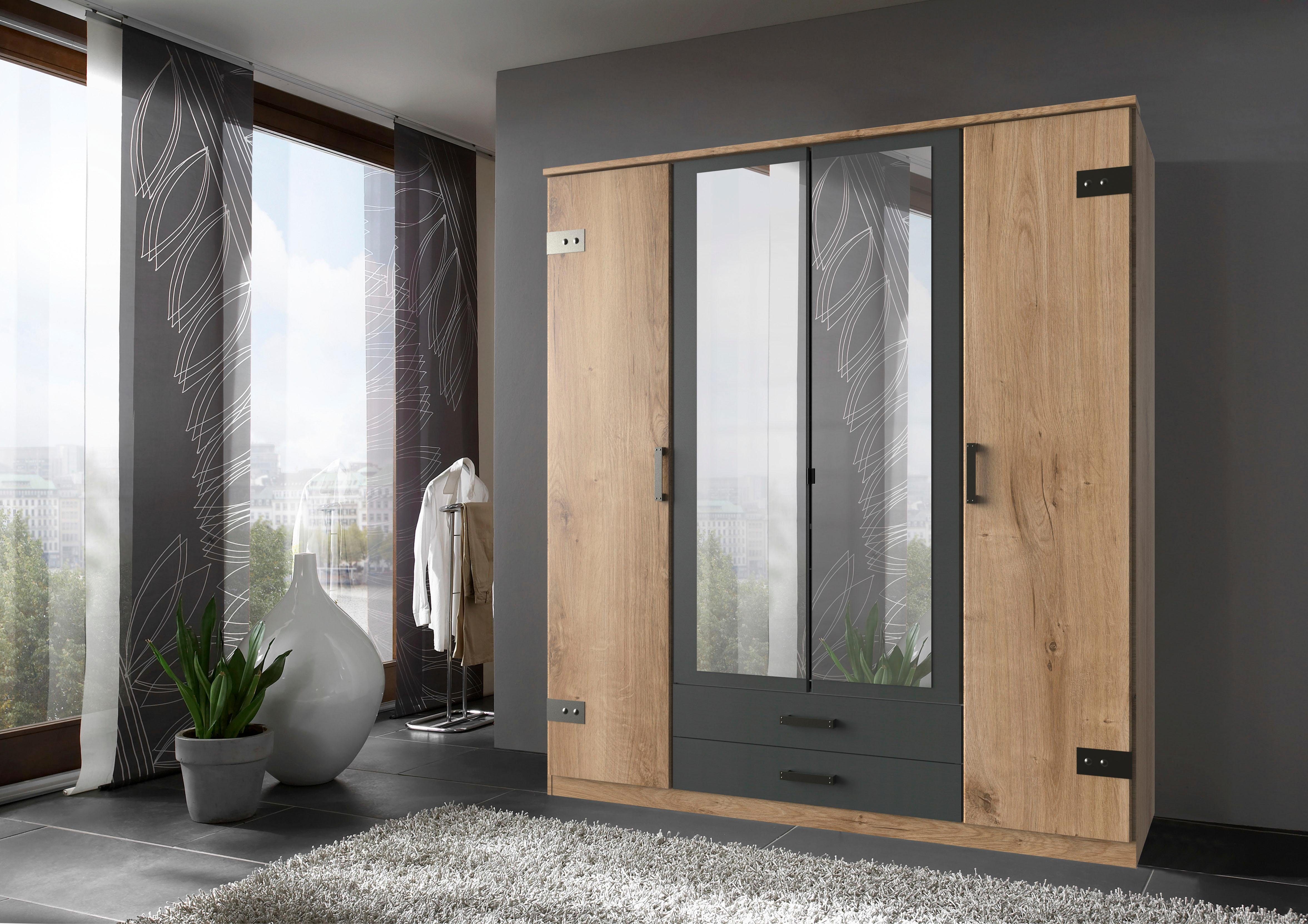 Wimex Kleiderschrank Cork, mit oder ohne Spiegel, rustikaler Look im Industrial Design wahlweise in 135cm oder 180cm breit, 58cm tief, 199cm hoch
