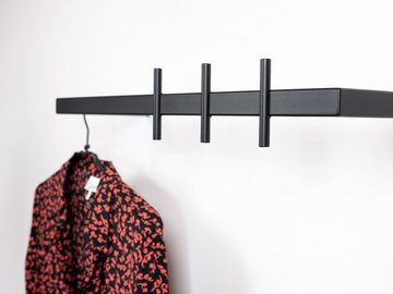 kommod Wandgarderobe QWEER, Hängegarderobe, Garderobenhaken – 10 x 60 x 20 cm – Metall schwarz