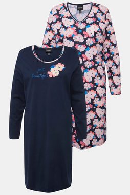 Ulla Popken Bigshirt Bigshirts 2er-Pack Rundhals/ V-Ausschnitt Langarm